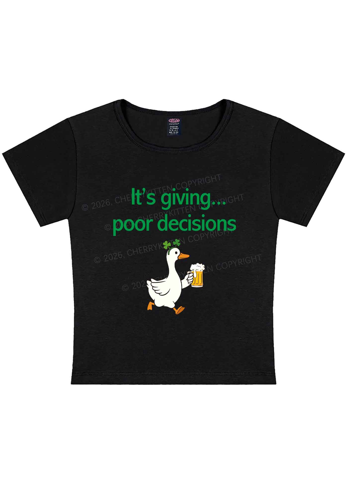 Its Giving Poor Decisions St Patricks Y2K Baby Tee Cherrykitten - Image 4