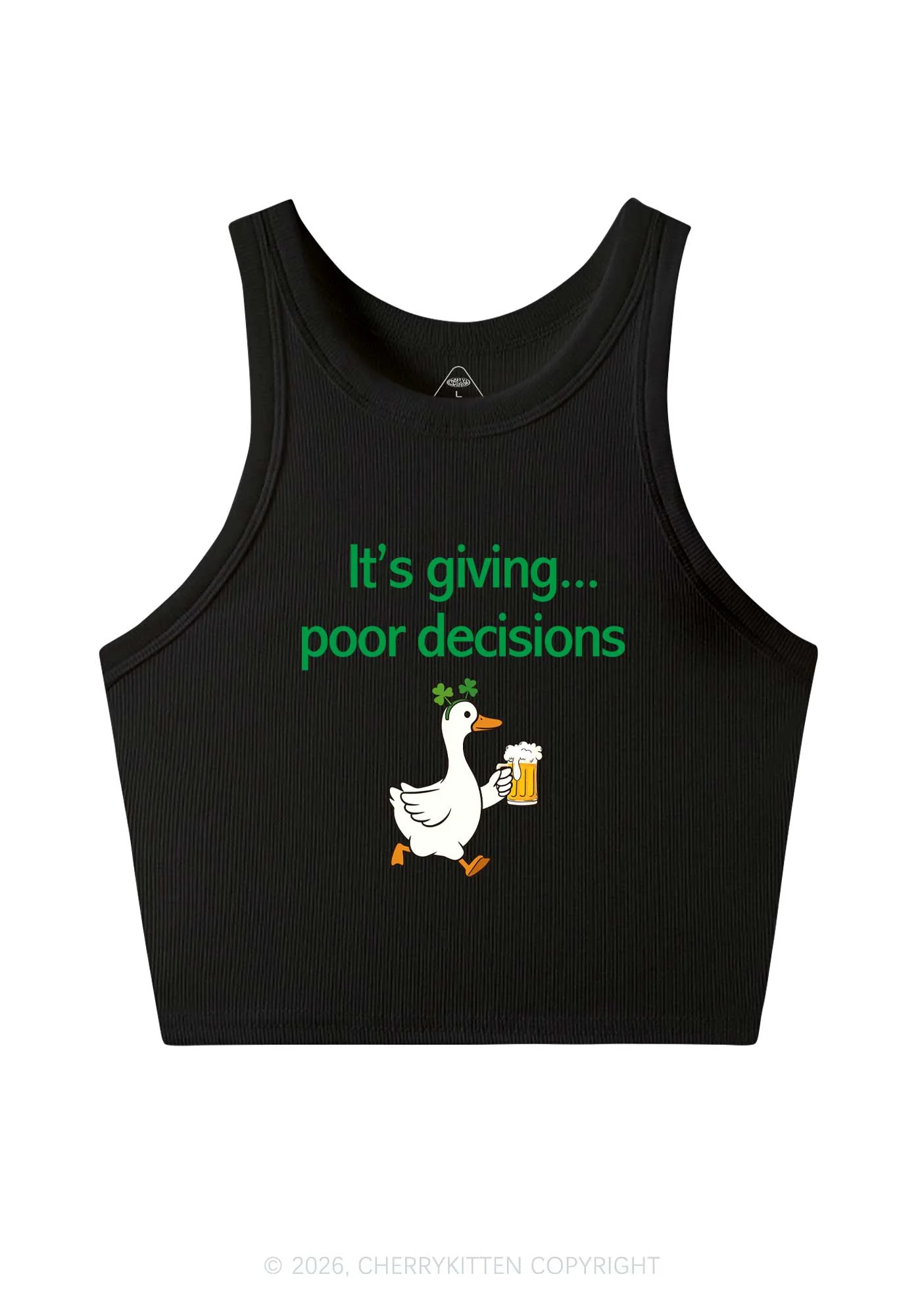 Its Giving Poor Decisions St Patricks Y2K Crop Tank Top Cherrykitten - Image 3