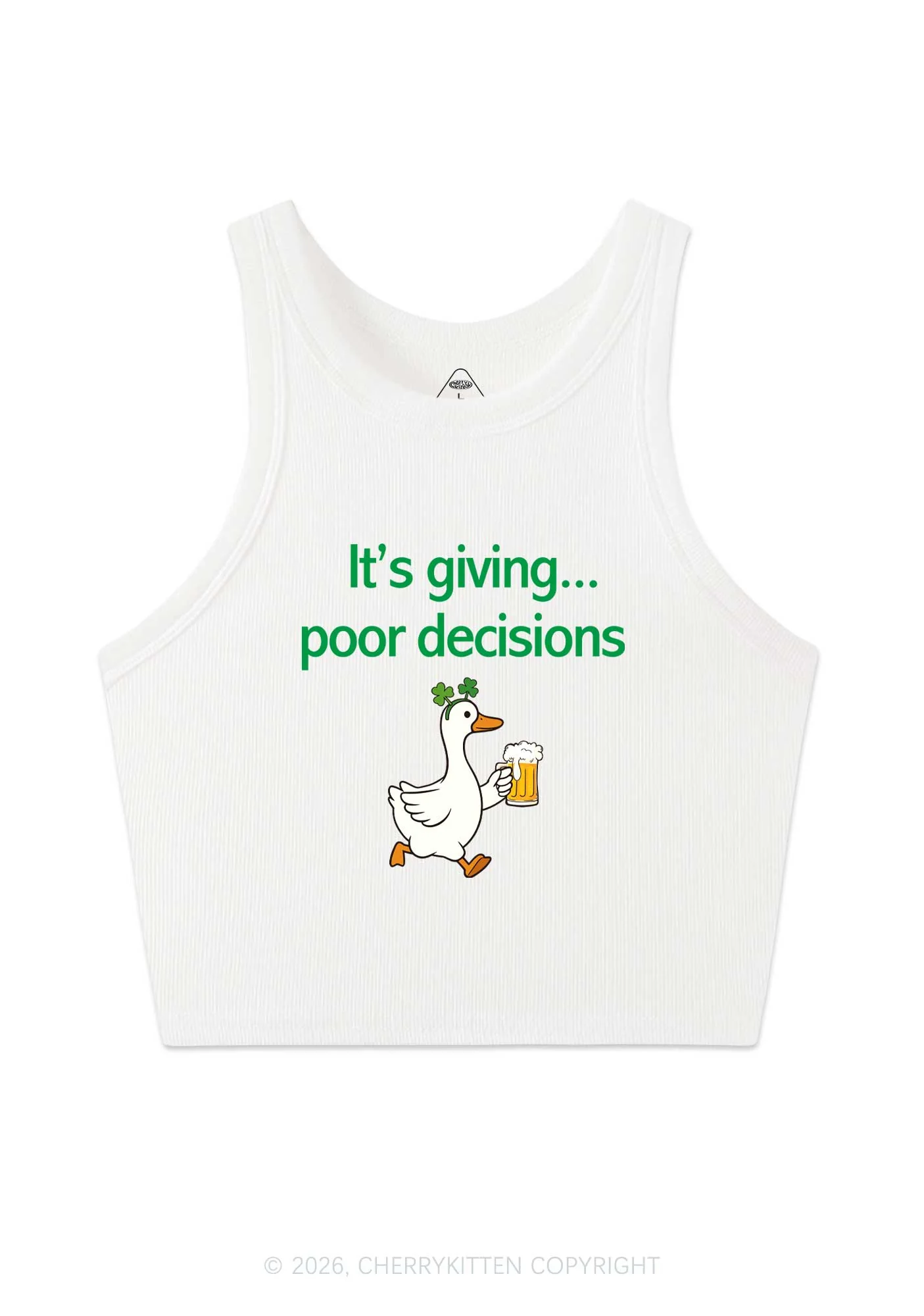 Its Giving Poor Decisions St Patricks Y2K Crop Tank Top Cherrykitten - Image 4