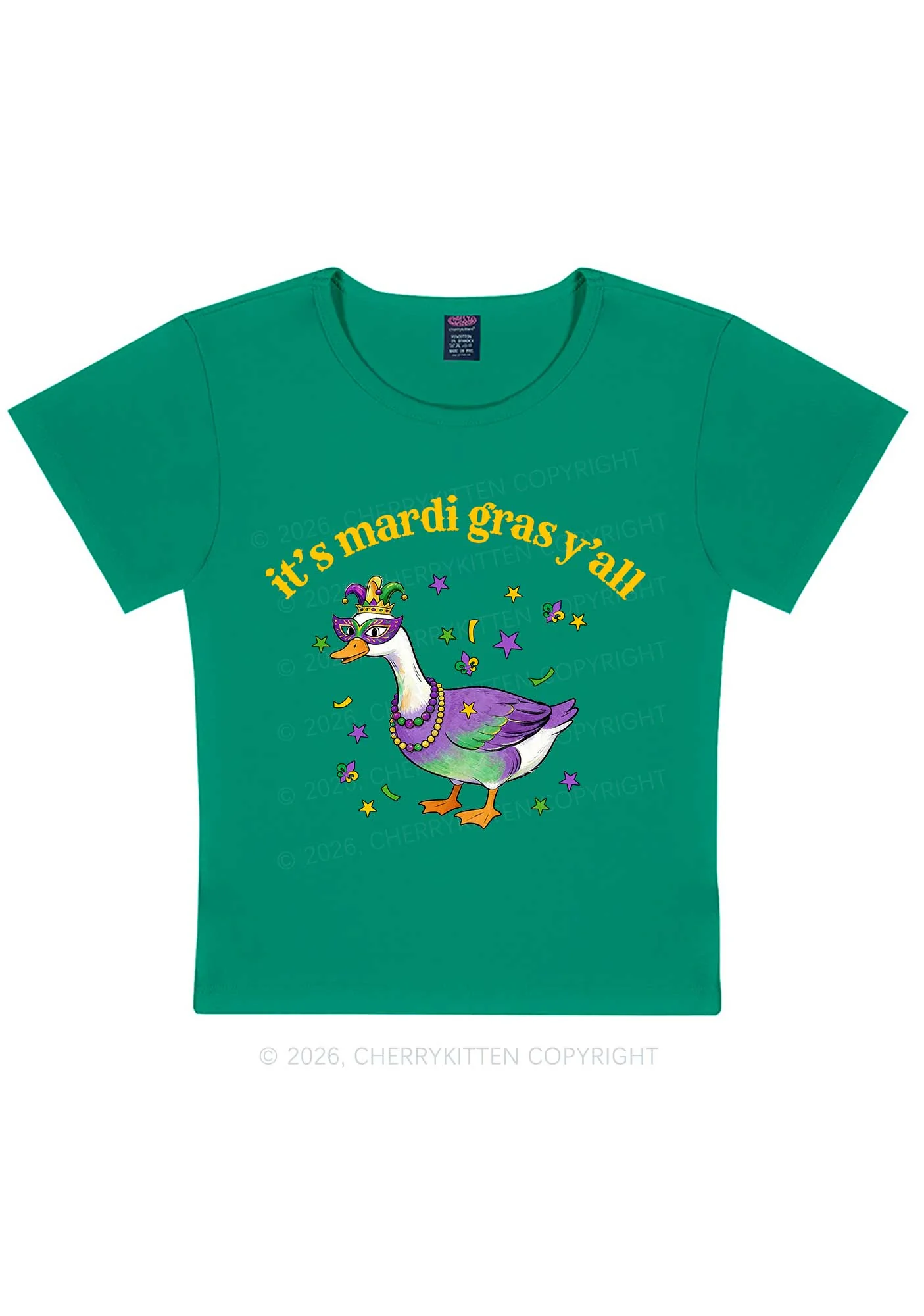 Its Mardi Gras Yall Y2K Baby Tee Cherrykitten - Image 10