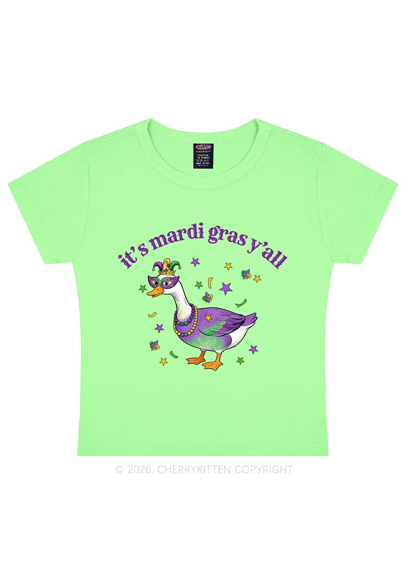 Its Mardi Gras Yall Y2K Baby Tee Cherrykitten - Image 12
