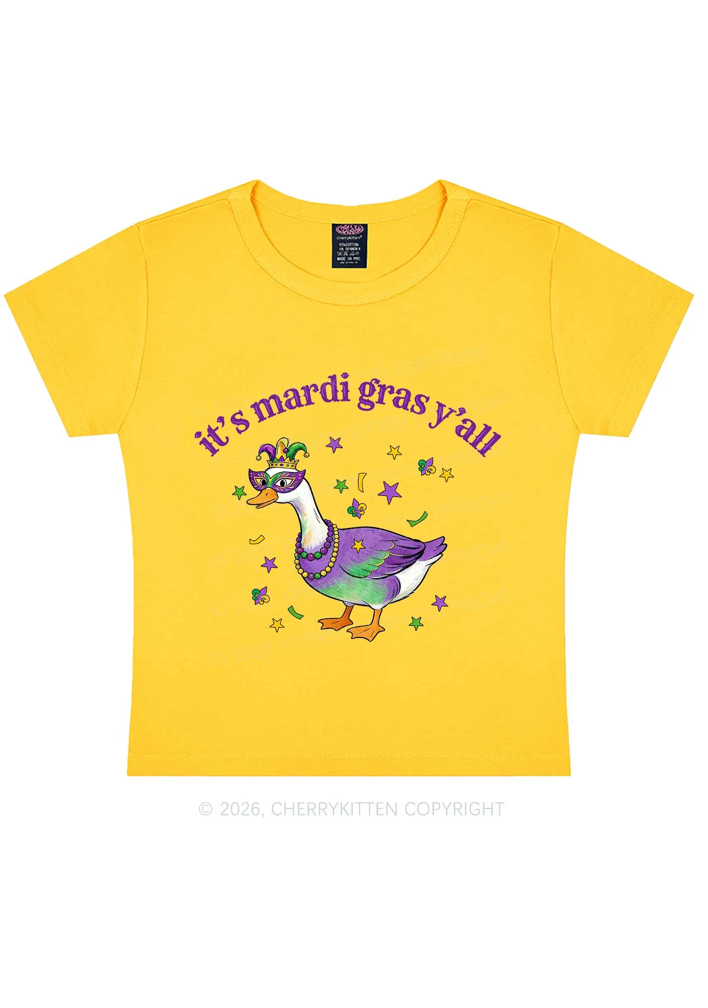 Its Mardi Gras Yall Y2K Baby Tee Cherrykitten - Image 3