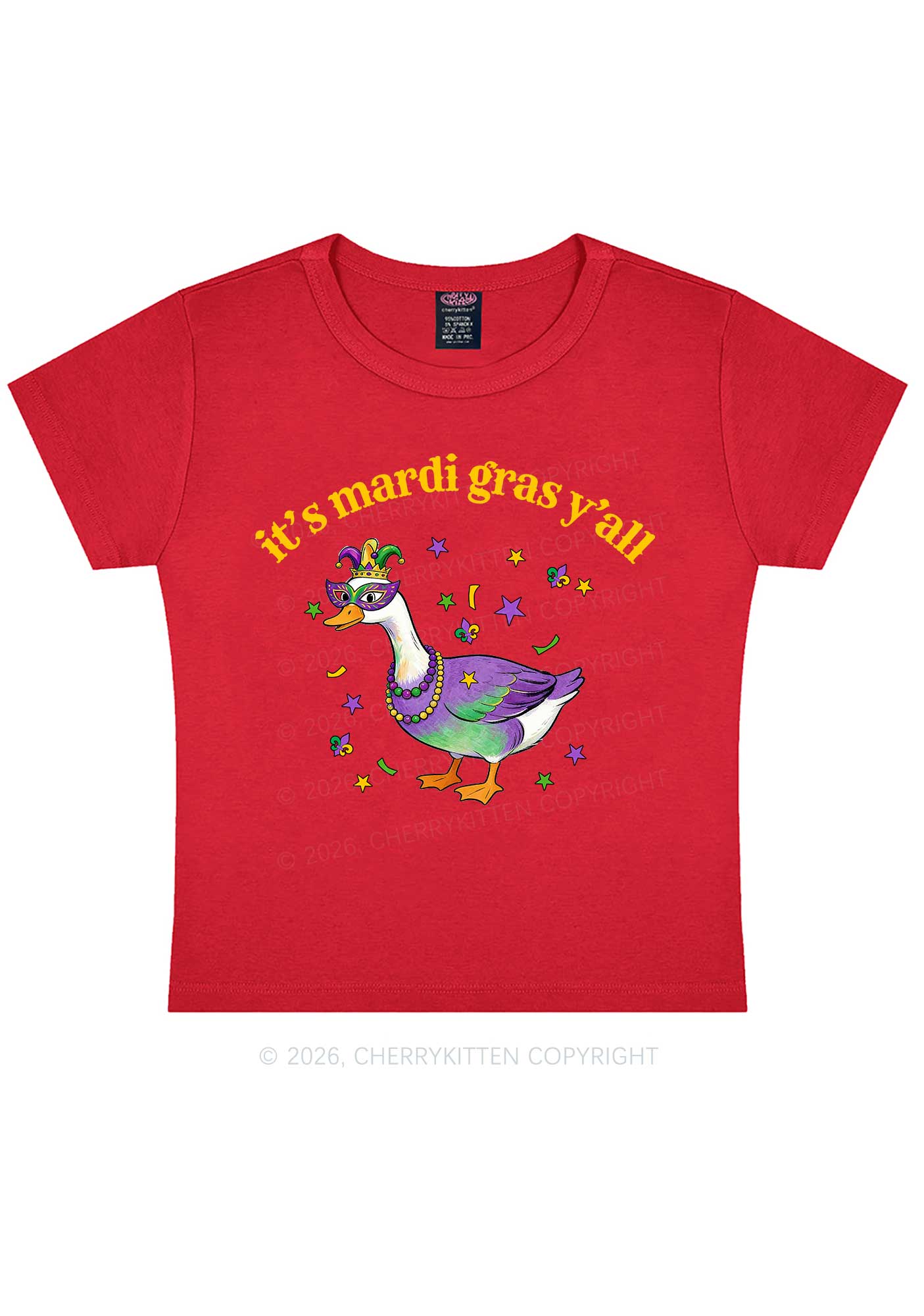 Its Mardi Gras Yall Y2K Baby Tee Cherrykitten - Image 4