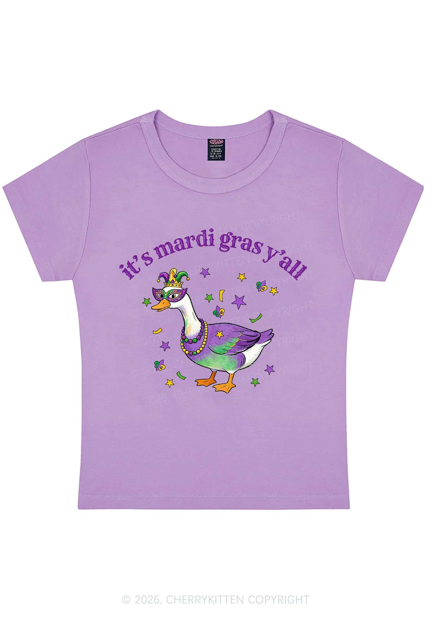 Its Mardi Gras Yall Y2K Baby Tee Cherrykitten - Image 5