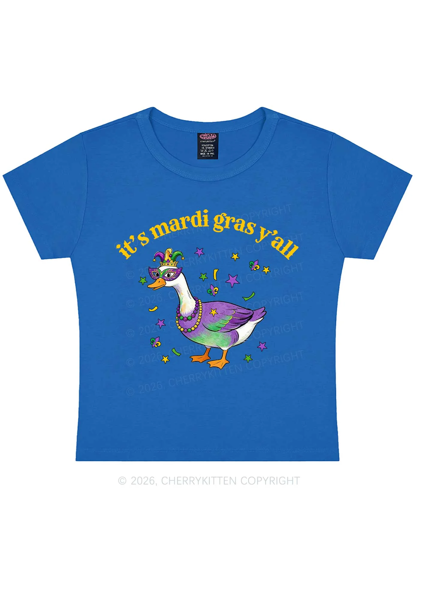 Its Mardi Gras Yall Y2K Baby Tee Cherrykitten - Image 6