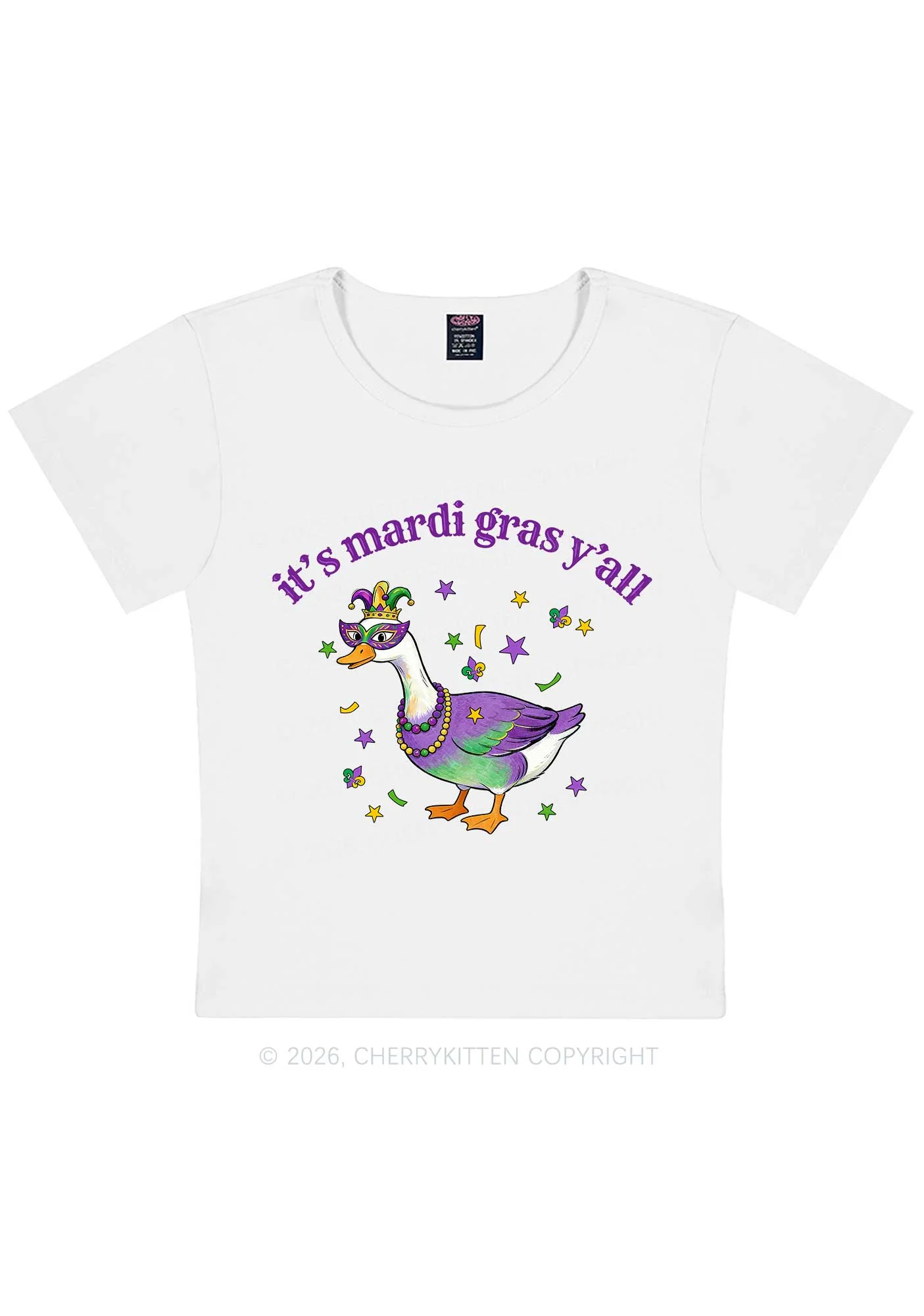 Its Mardi Gras Yall Y2K Baby Tee Cherrykitten - Image 7
