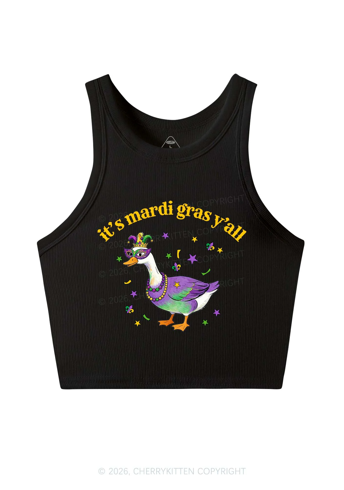 Its Mardi Gras Yall Y2K Crop Tank Top Cherrykitten - Image 3