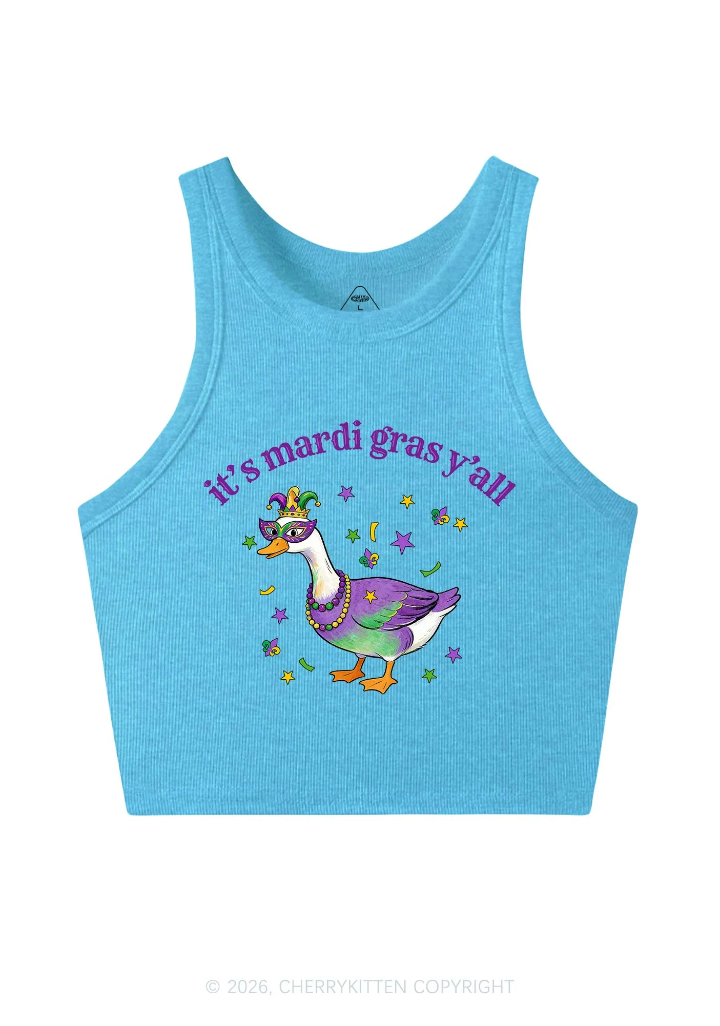 Its Mardi Gras Yall Y2K Crop Tank Top Cherrykitten - Image 4