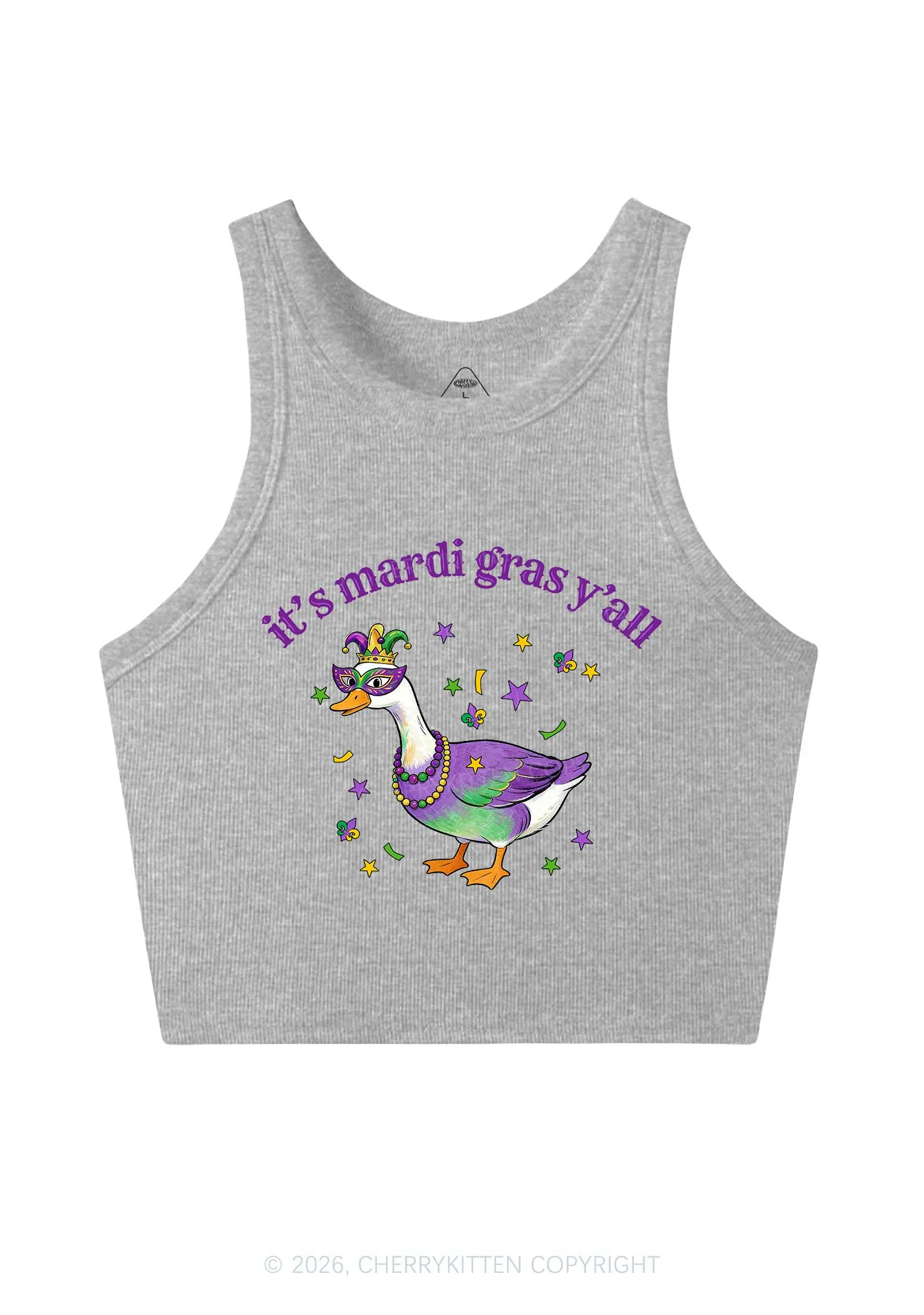 Its Mardi Gras Yall Y2K Crop Tank Top Cherrykitten - Image 6
