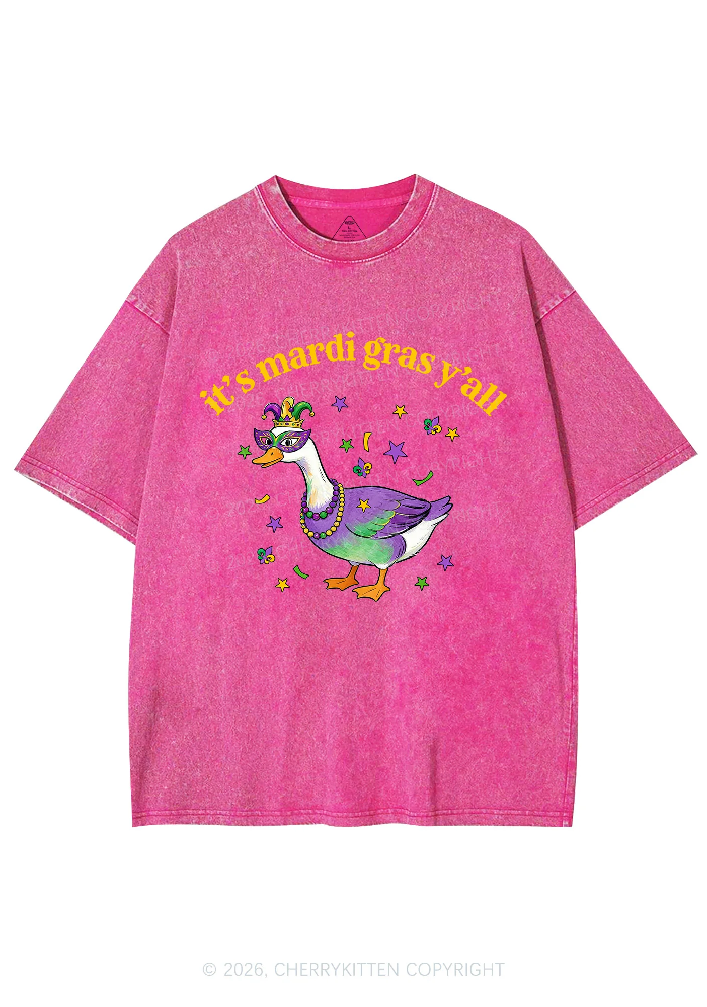 Its Mardi Gras Yall Y2K Shirts Washed Tee Cherrykitten - Image 3