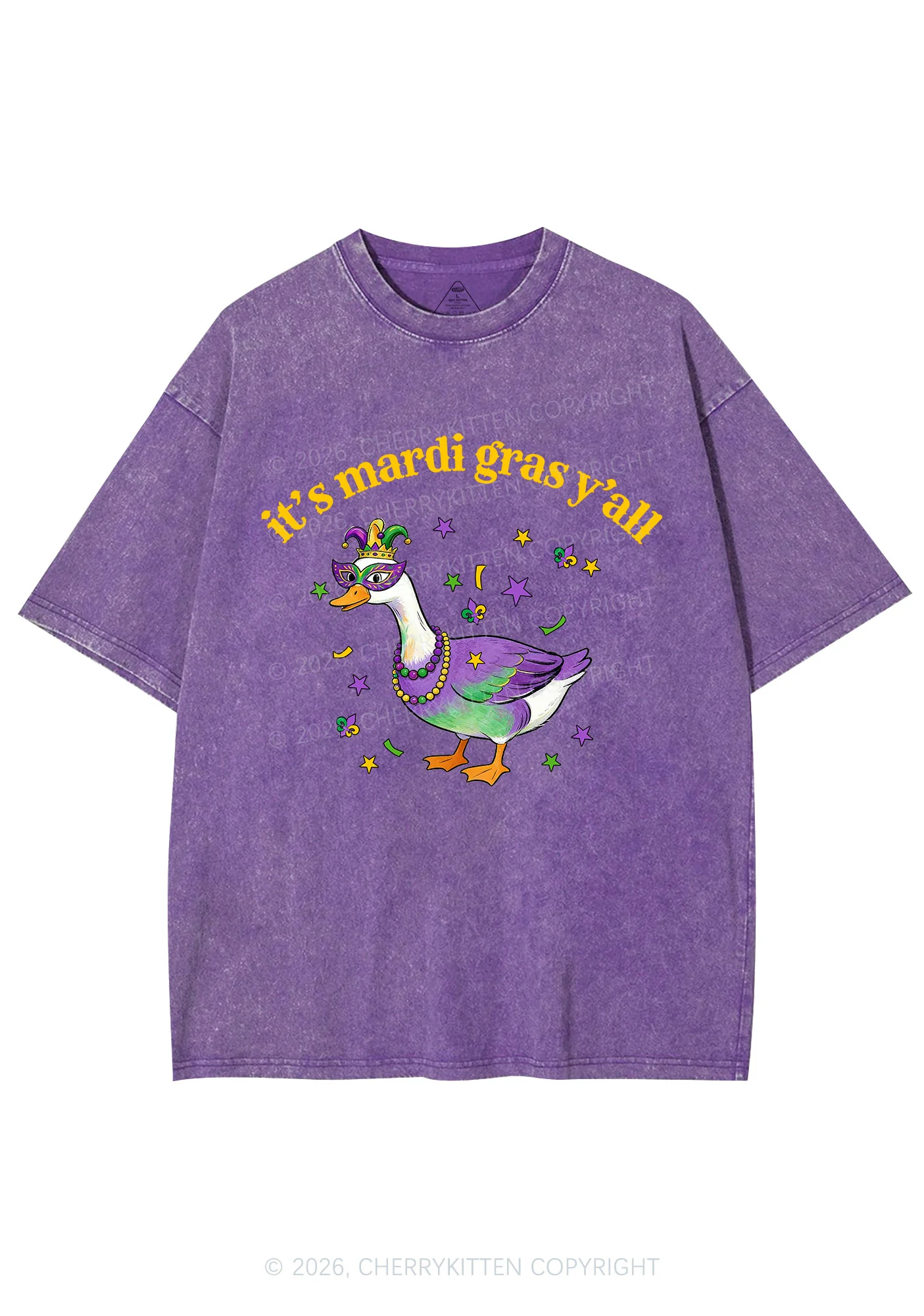 Its Mardi Gras Yall Y2K Shirts Washed Tee Cherrykitten - Image 4