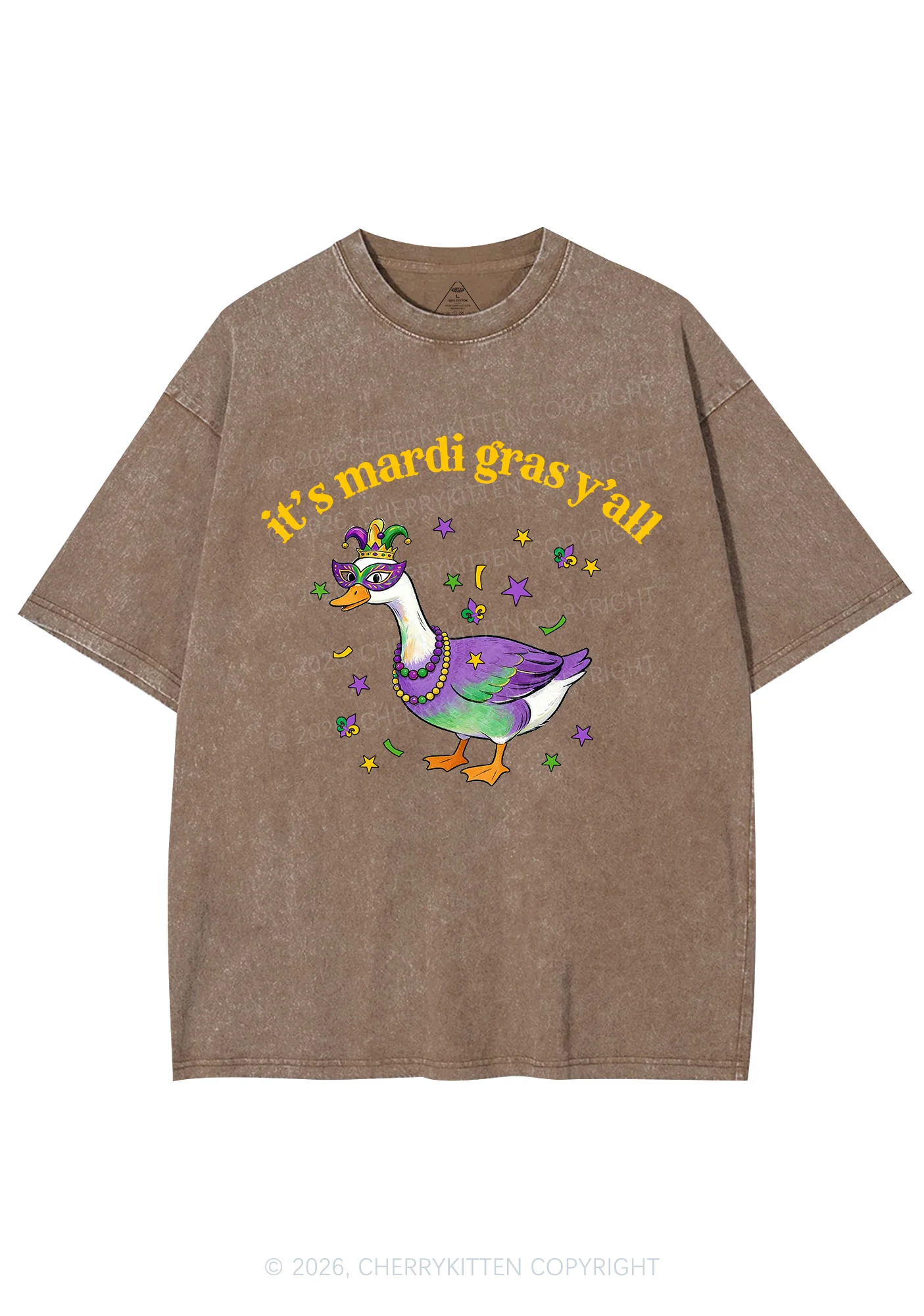 Its Mardi Gras Yall Y2K Shirts Washed Tee Cherrykitten - Image 6