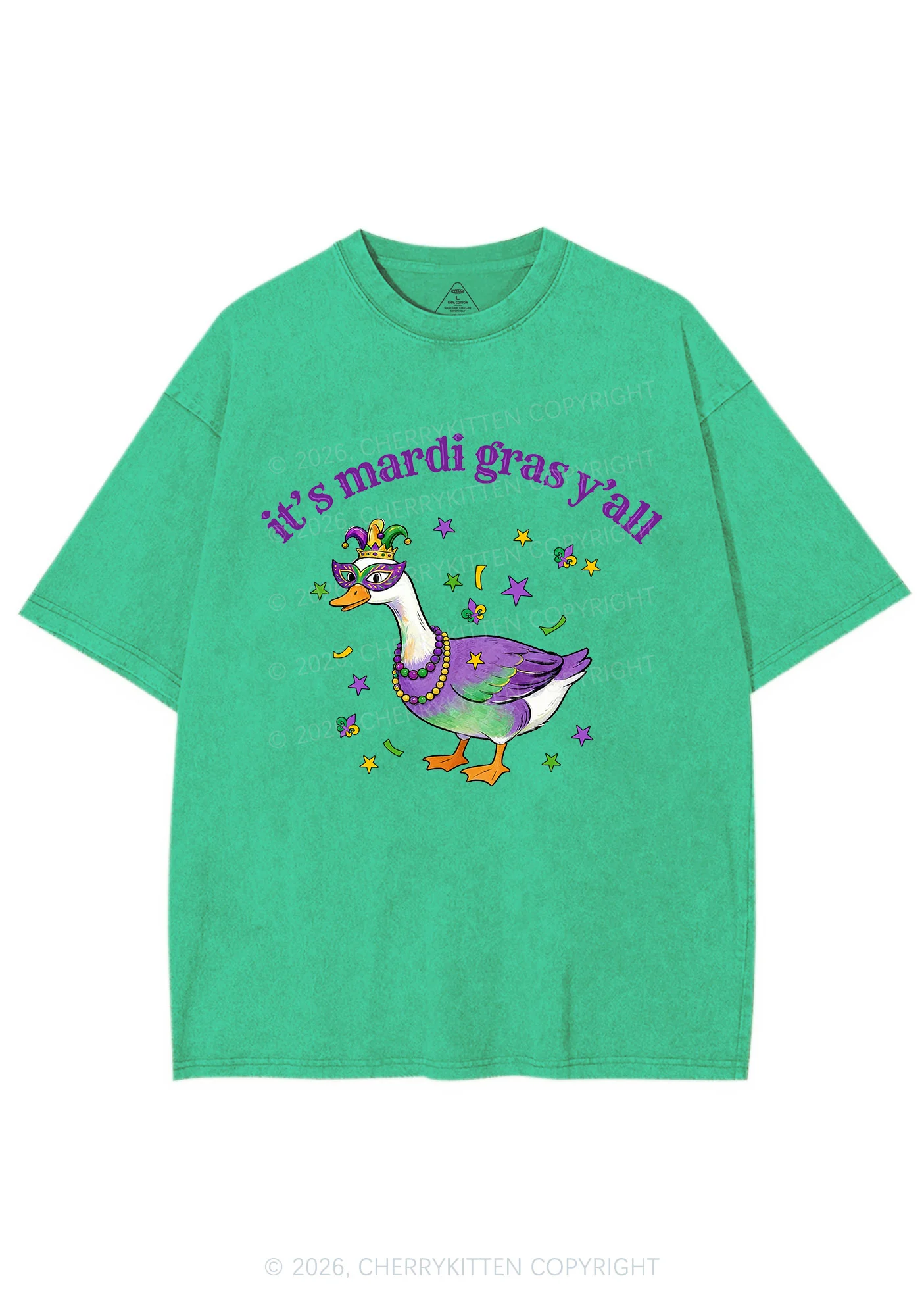 Its Mardi Gras Yall Y2K Shirts Washed Tee Cherrykitten - Image 8