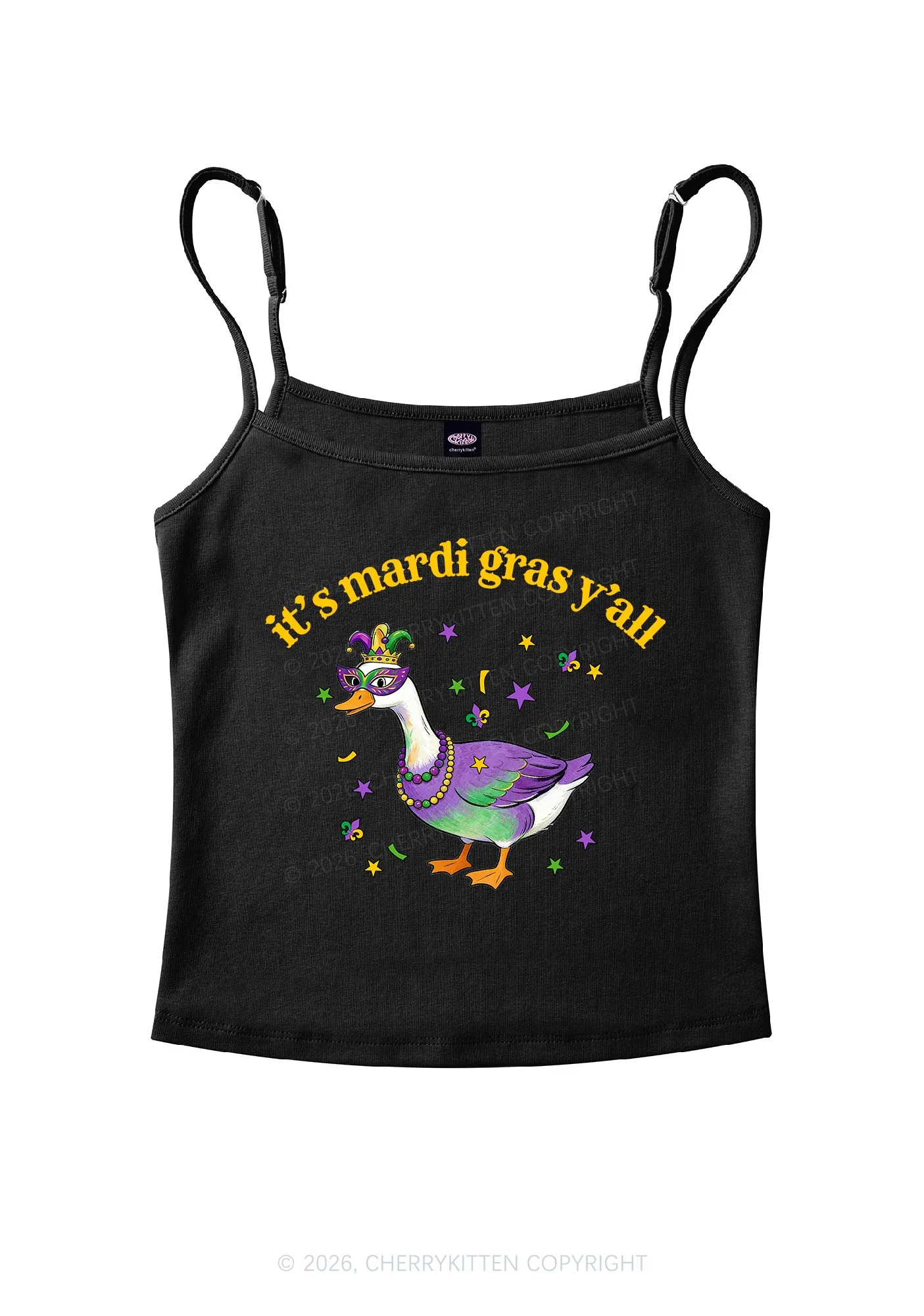 Its Mardi Gras Yall Y2K Spaghetti Strap Cami Cherrykitten - Image 3