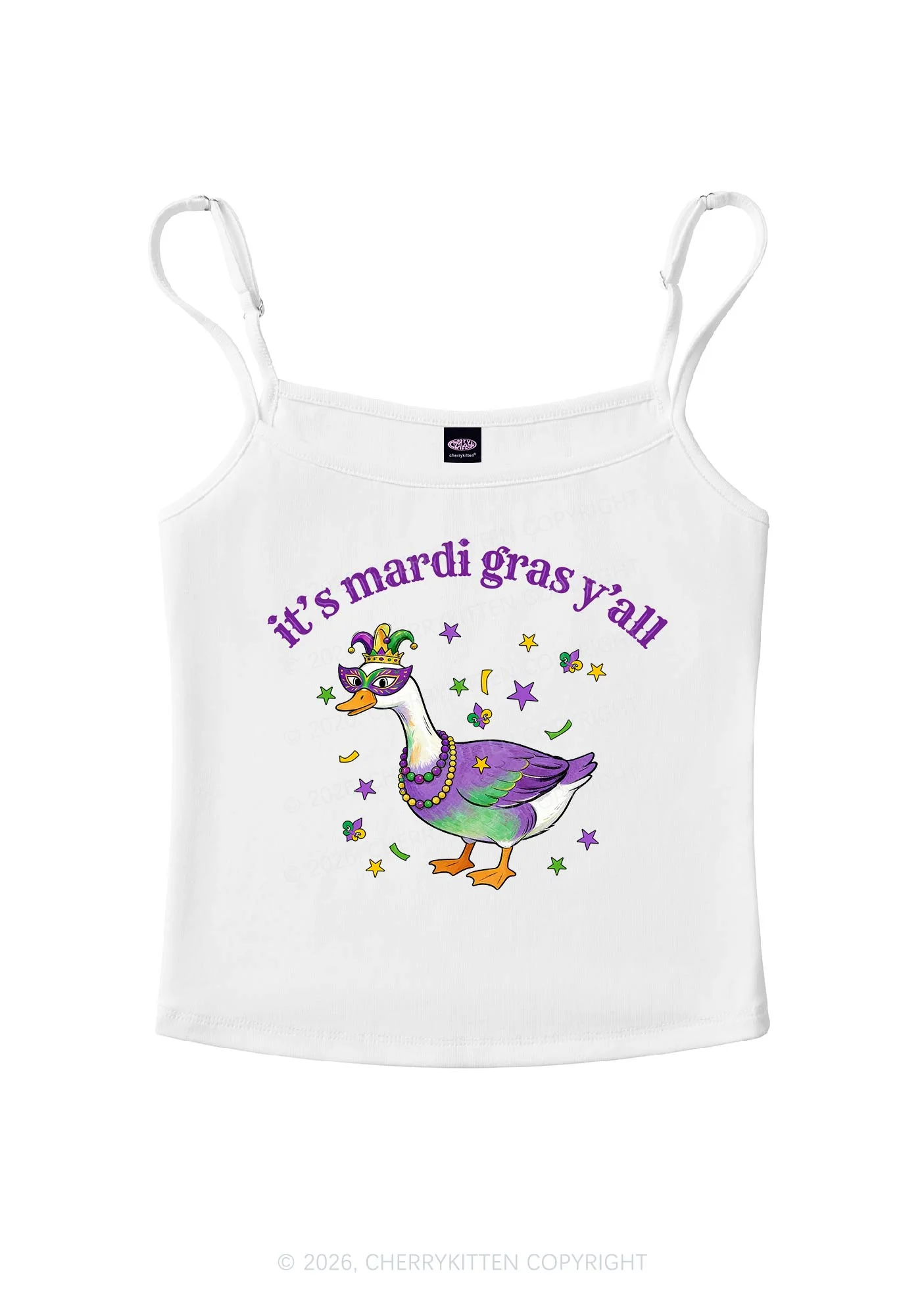 Its Mardi Gras Yall Y2K Spaghetti Strap Cami Cherrykitten - Image 4