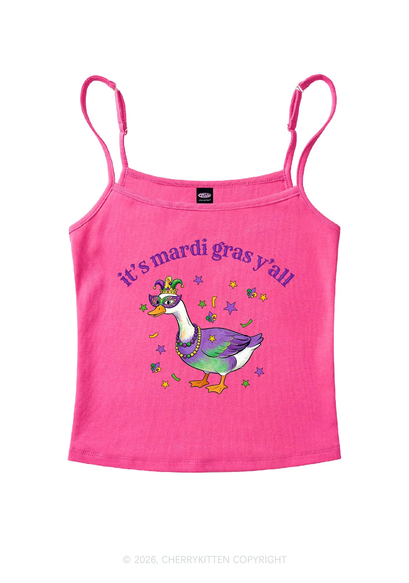 Its Mardi Gras Yall Y2K Spaghetti Strap Cami Cherrykitten - Image 5