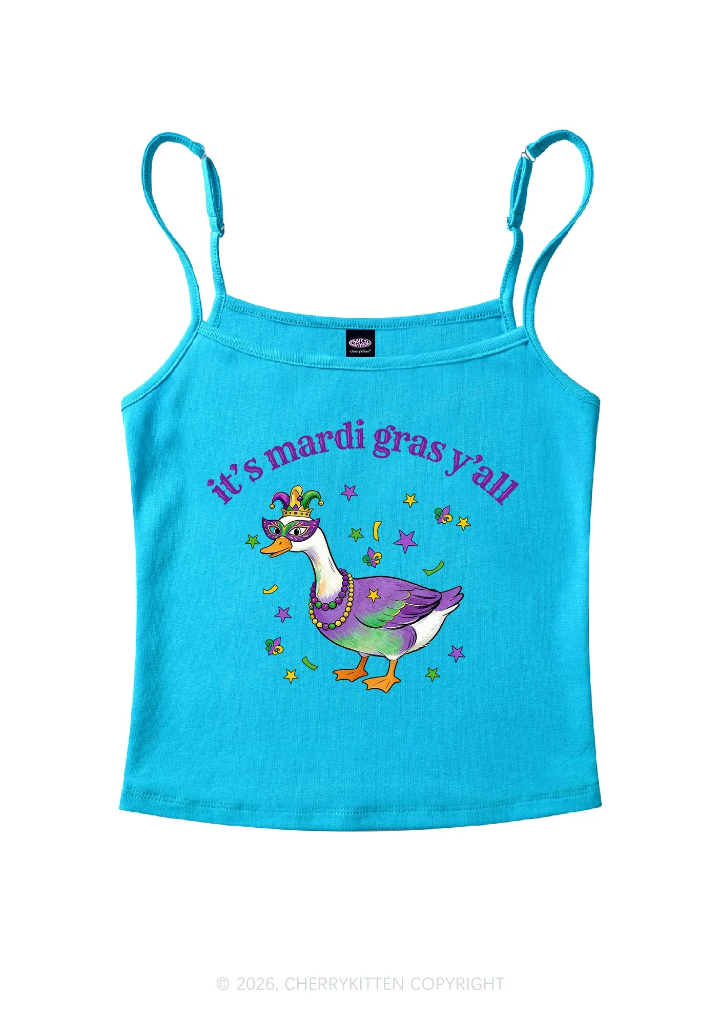 Its Mardi Gras Yall Y2K Spaghetti Strap Cami Cherrykitten - Image 6