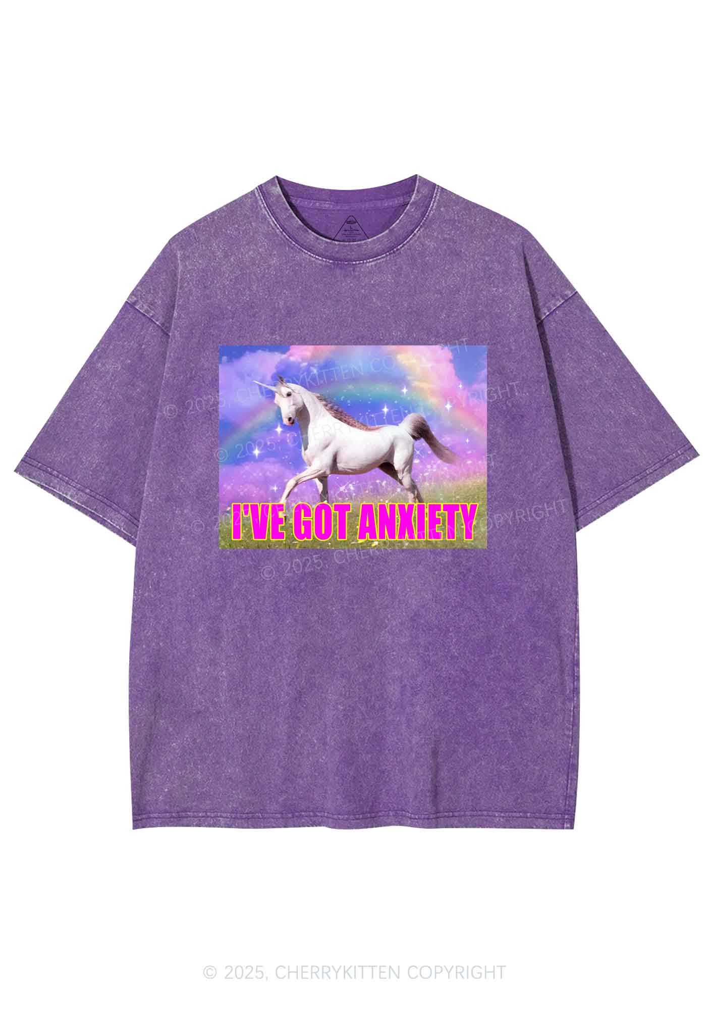 I've Got Anxiety Y2K Shirts Washed Tee Cherrykitten - Image 4