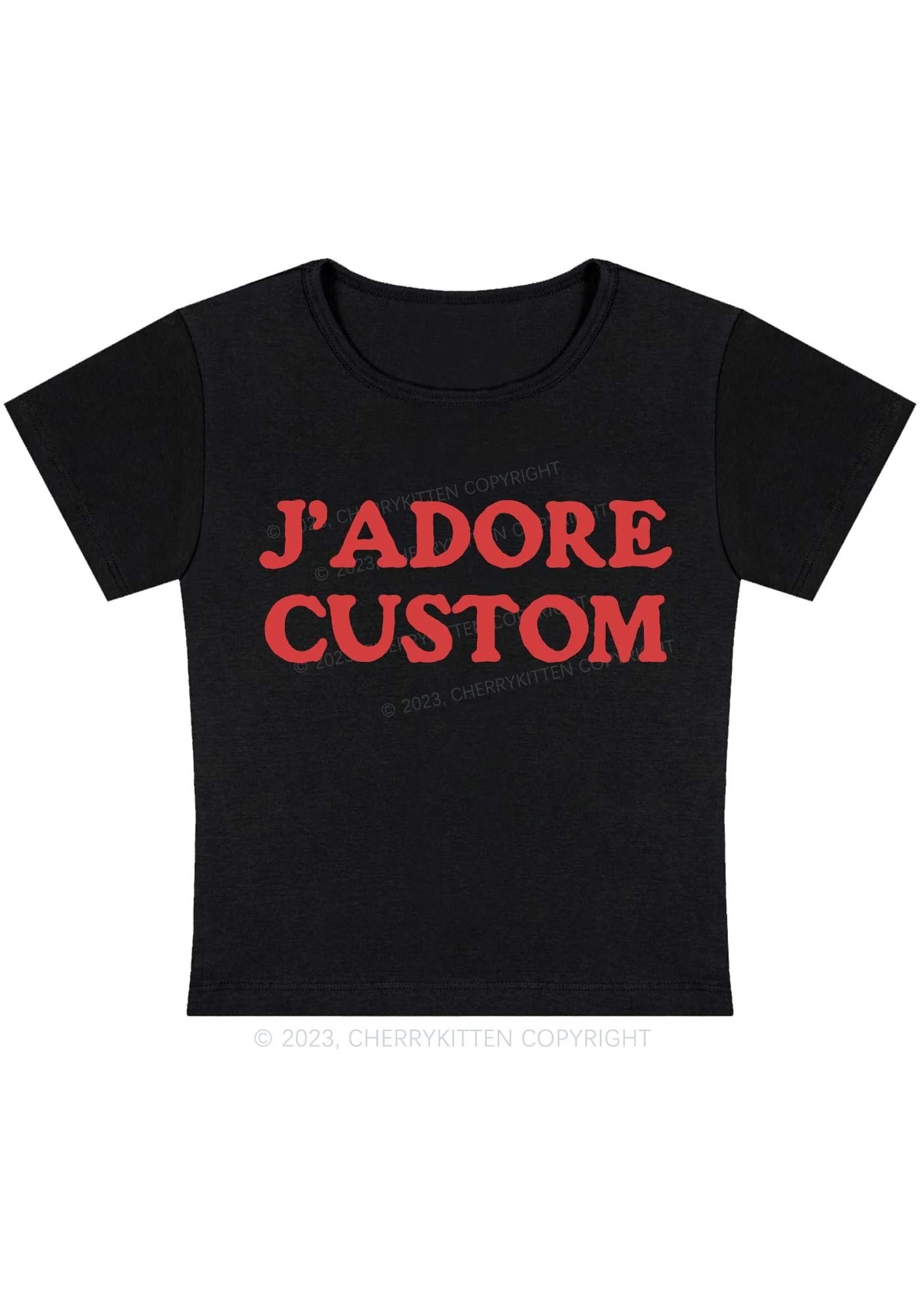 J'adore Custom Y2K Baby Tee Cherrykitten - Image 3