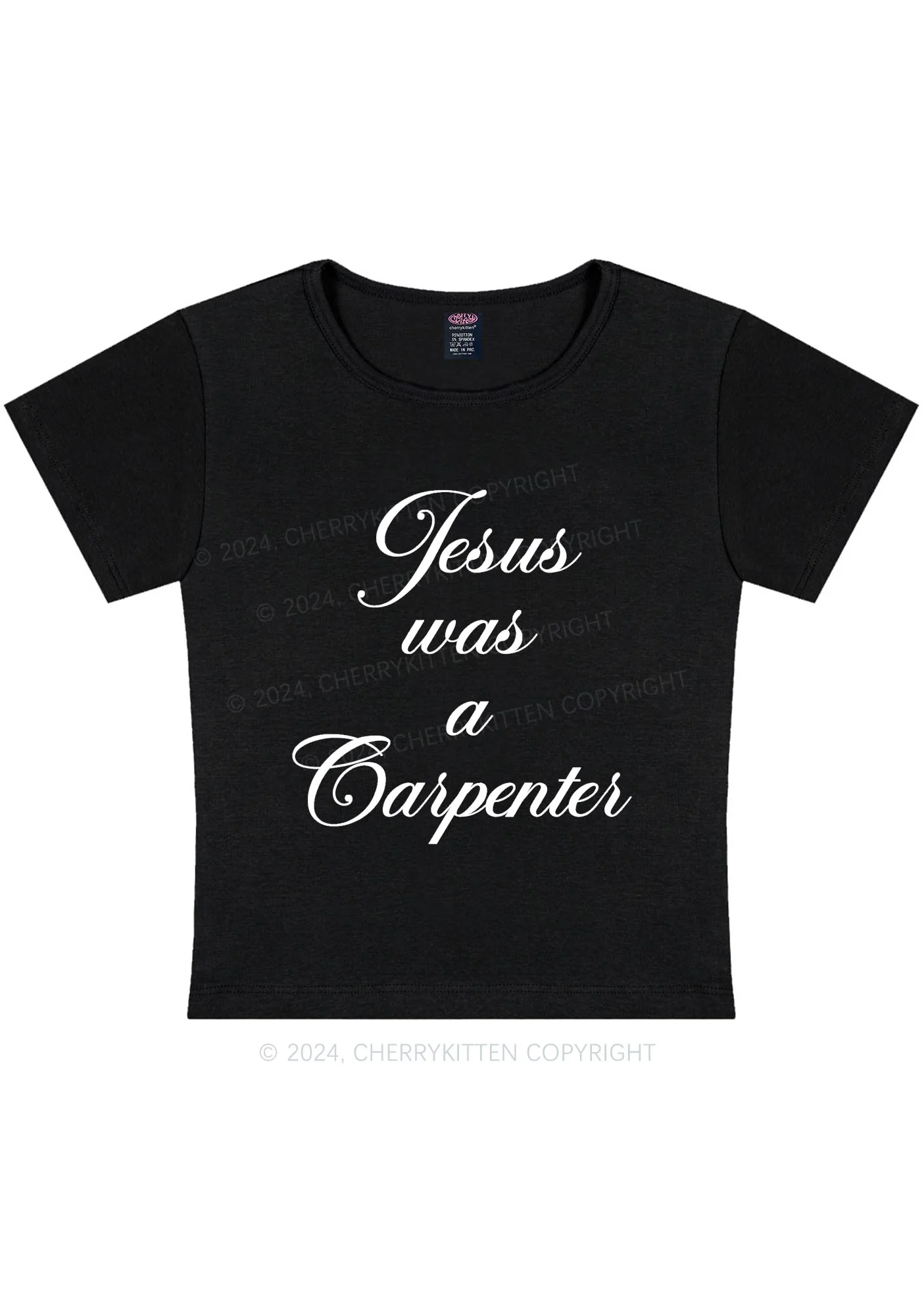 Jesus Was A Carpenter Y2K Baby Tee Cherrykitten - Image 3