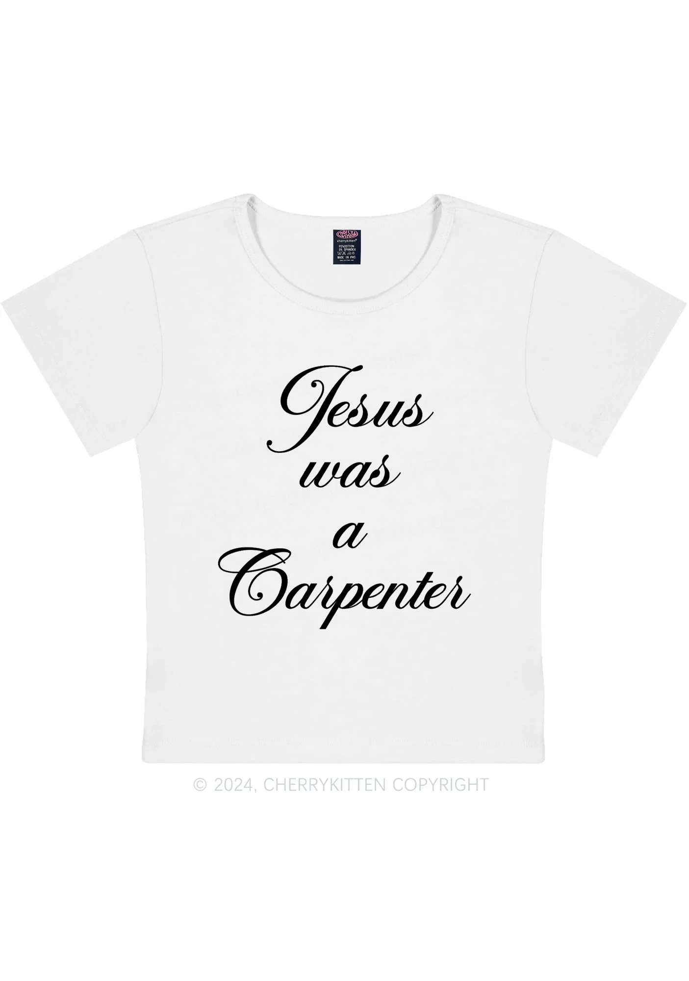 Jesus Was A Carpenter Y2K Baby Tee Cherrykitten - Image 4