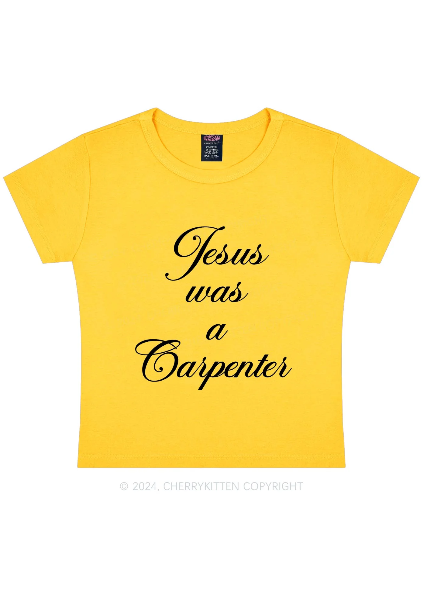 Jesus Was A Carpenter Y2K Baby Tee Cherrykitten - Image 5