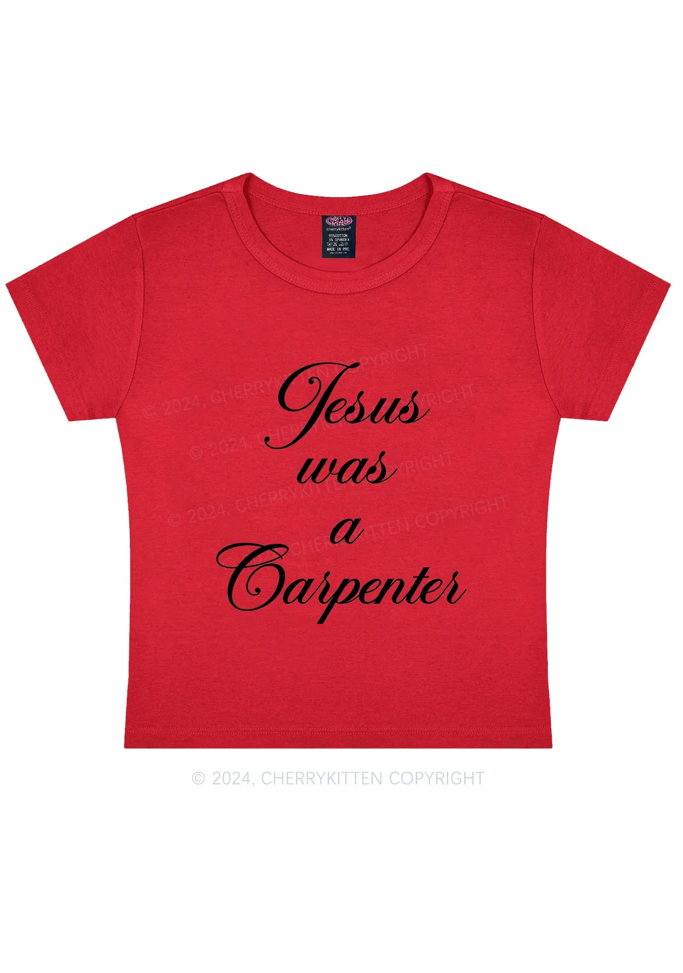 Jesus Was A Carpenter Y2K Baby Tee Cherrykitten - Image 6