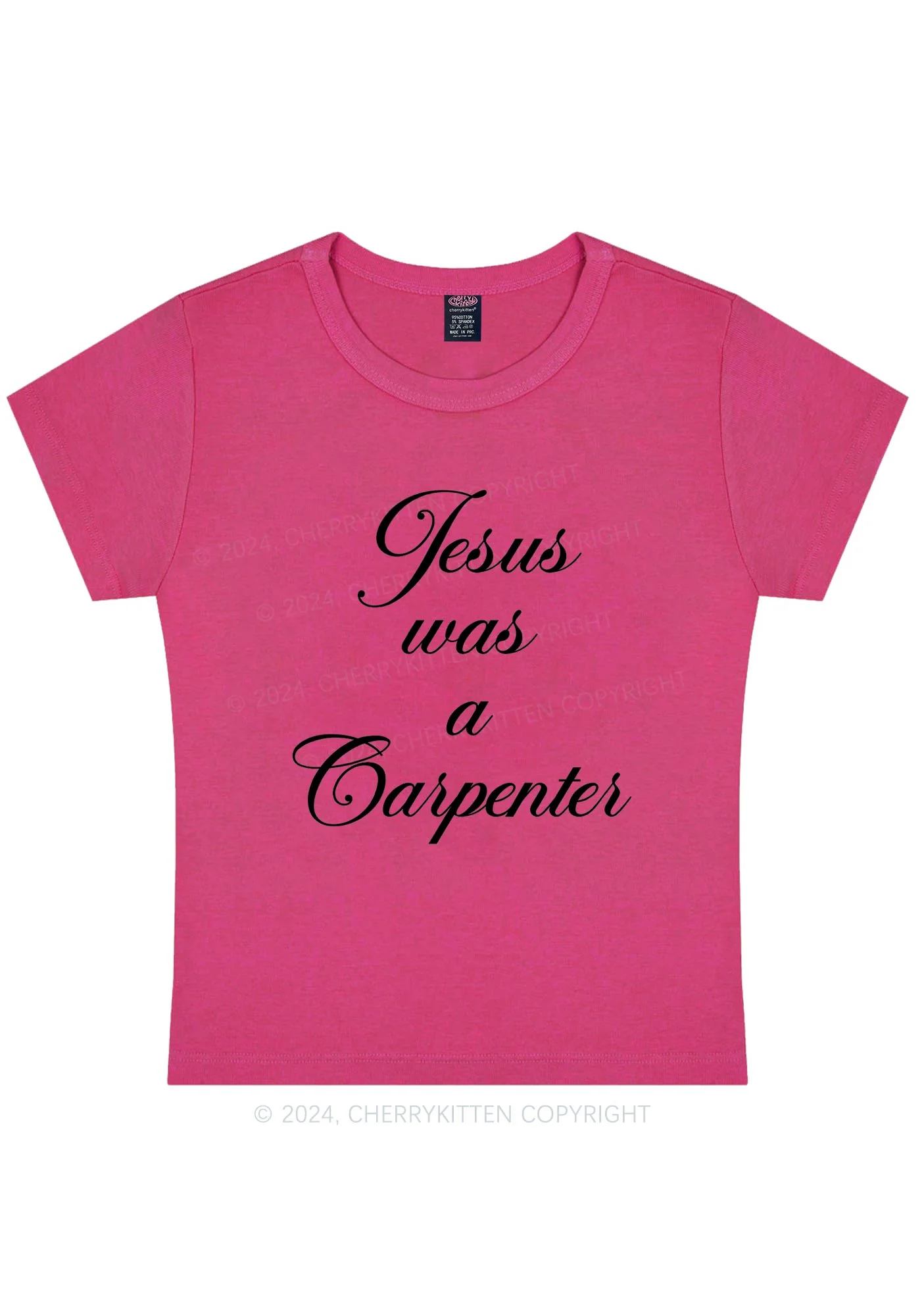 Jesus Was A Carpenter Y2K Baby Tee Cherrykitten - Image 8