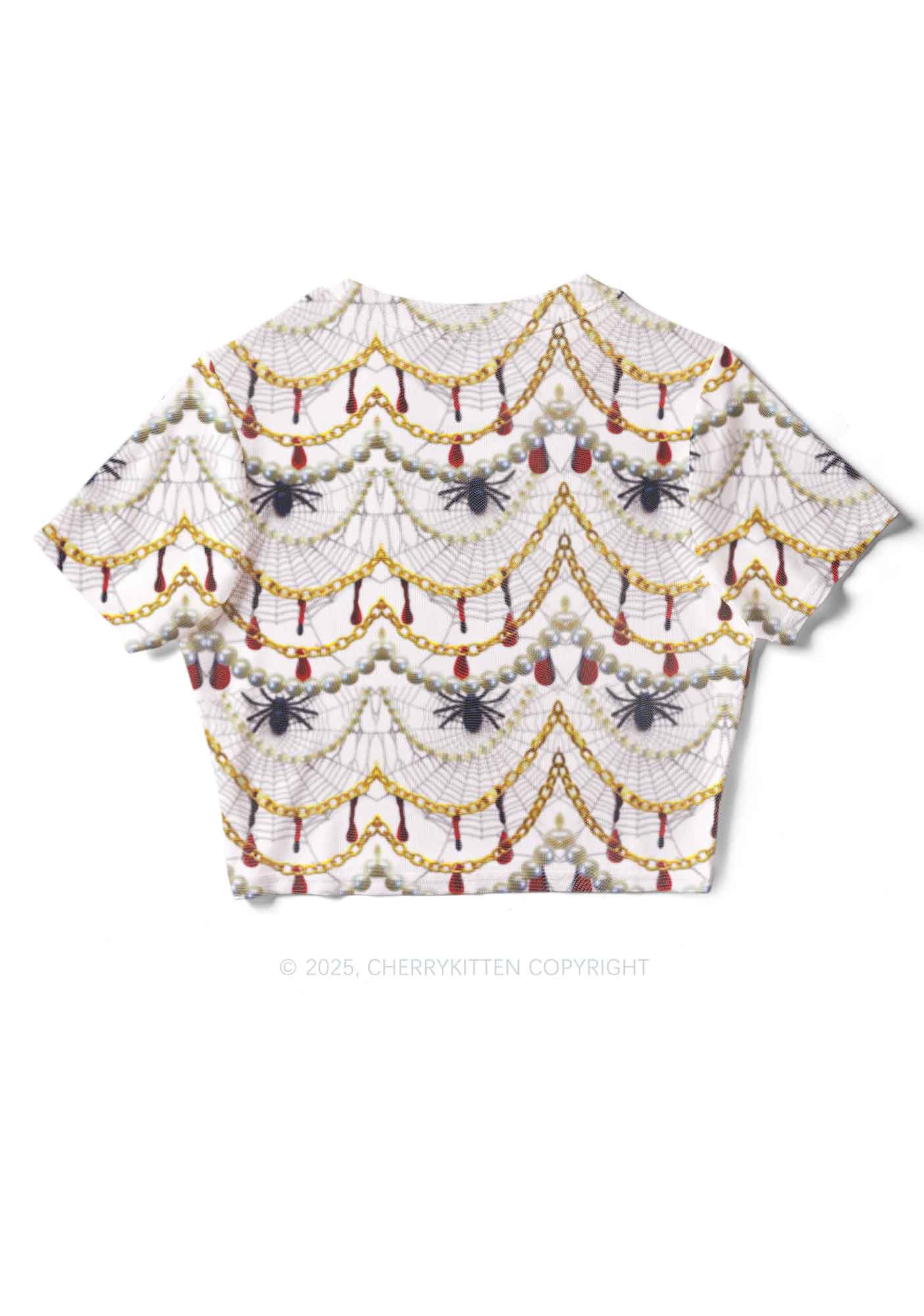 Jewelry Spider Y2K Mesh Crop Top Cherrykitten - Image 2