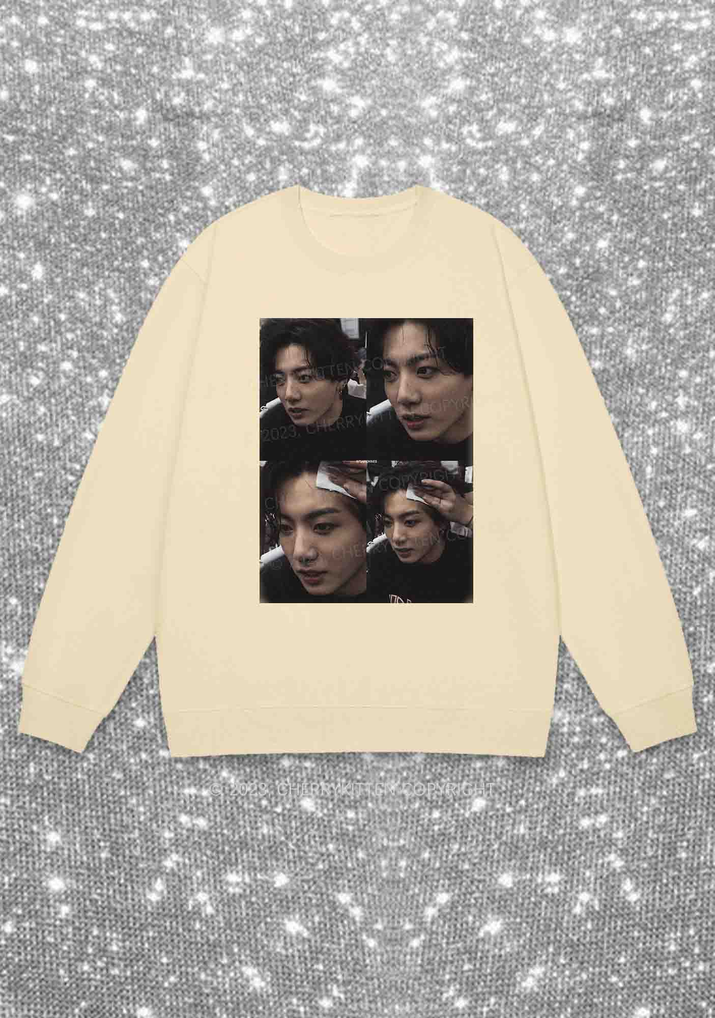 Jung Kook Photos Y2K Sweatshirt Cherrykitten - Image 3