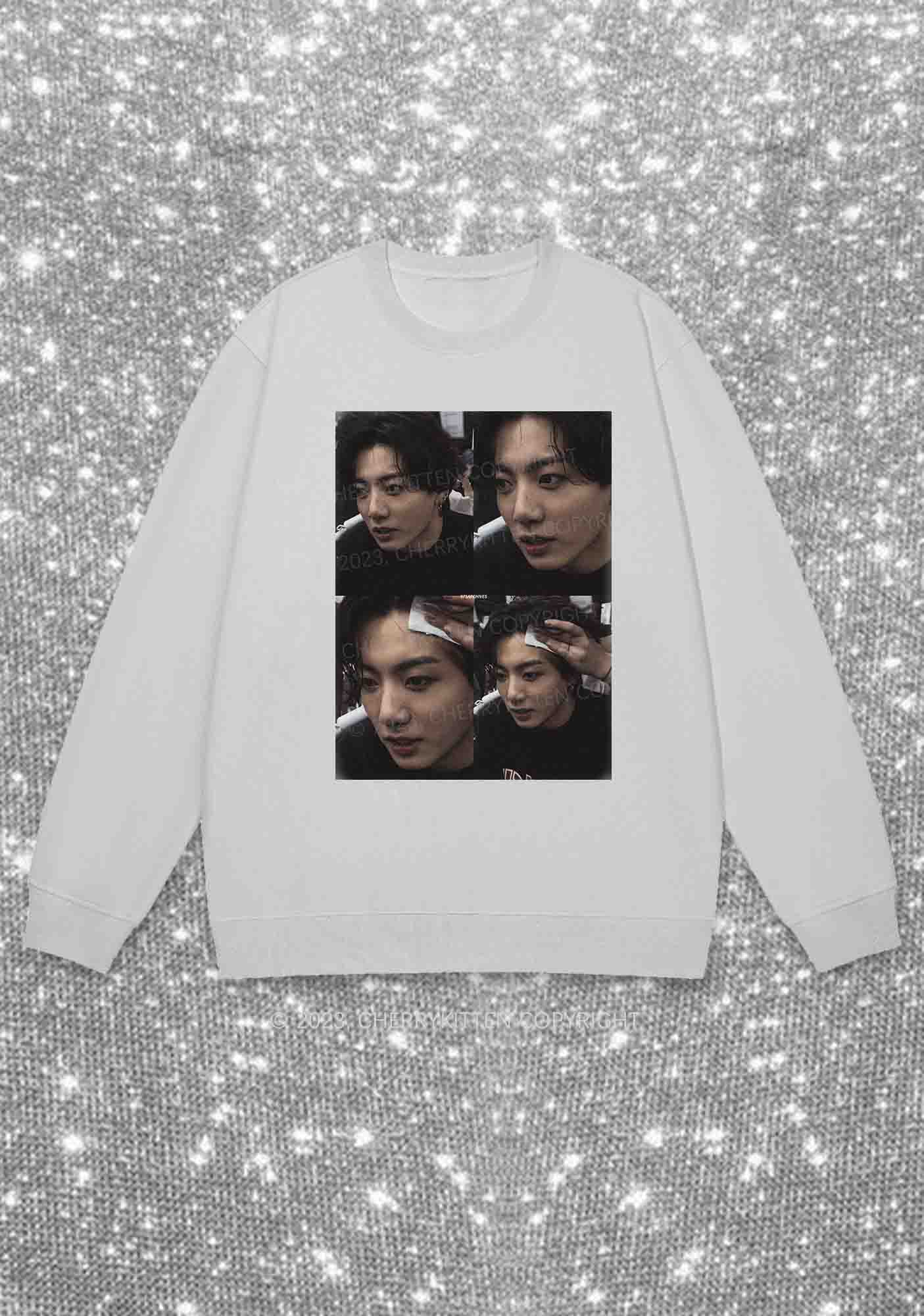 Jung Kook Photos Y2K Sweatshirt Cherrykitten - Image 4
