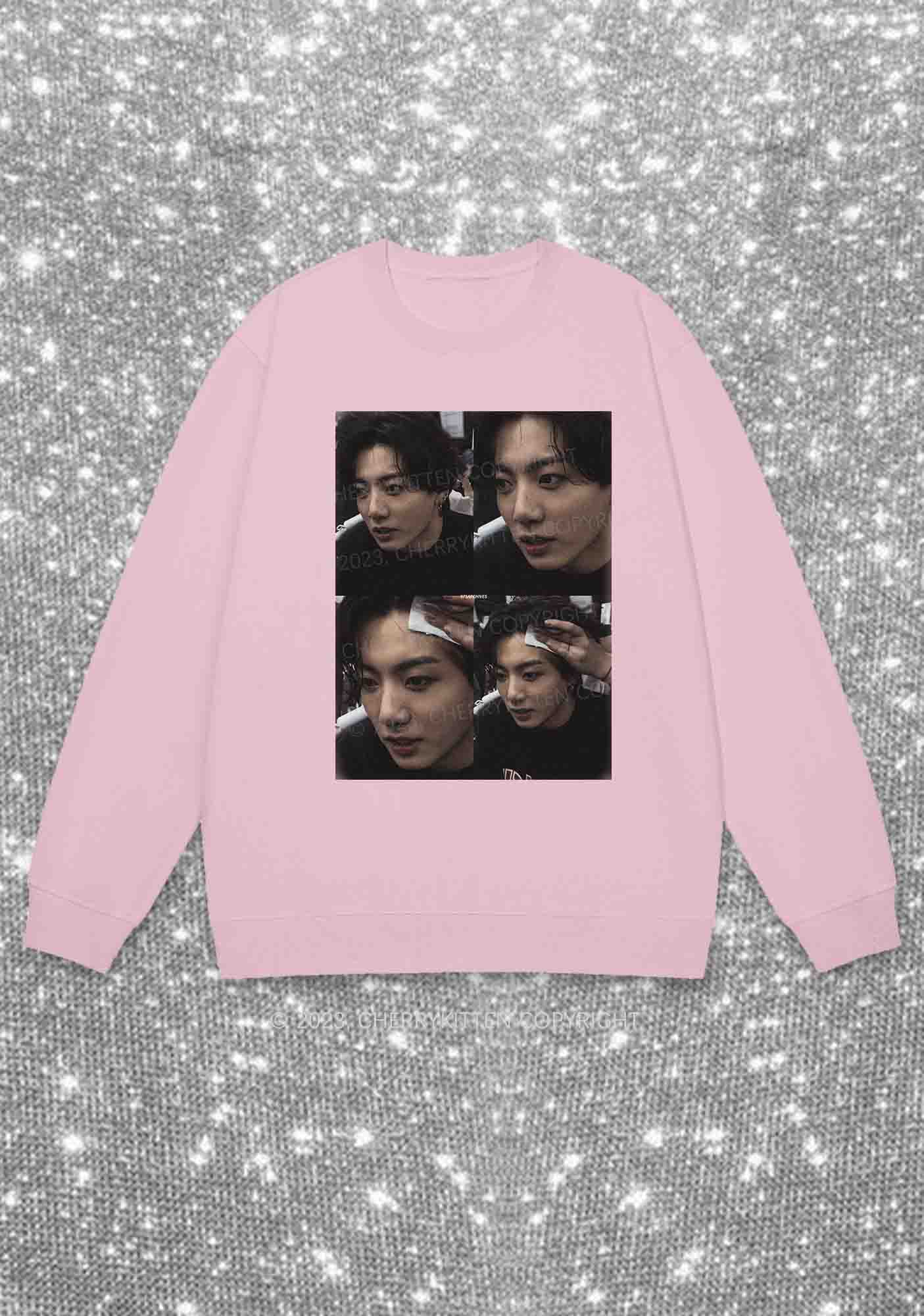 Jung Kook Photos Y2K Sweatshirt Cherrykitten - Image 5