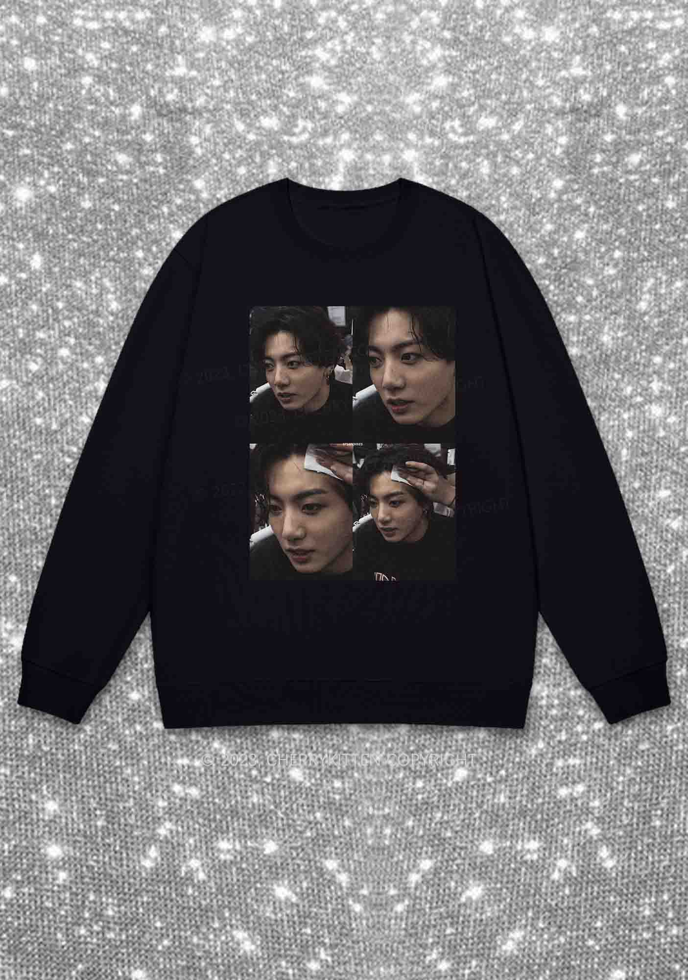 Jung Kook Photos Y2K Sweatshirt Cherrykitten - Image 6