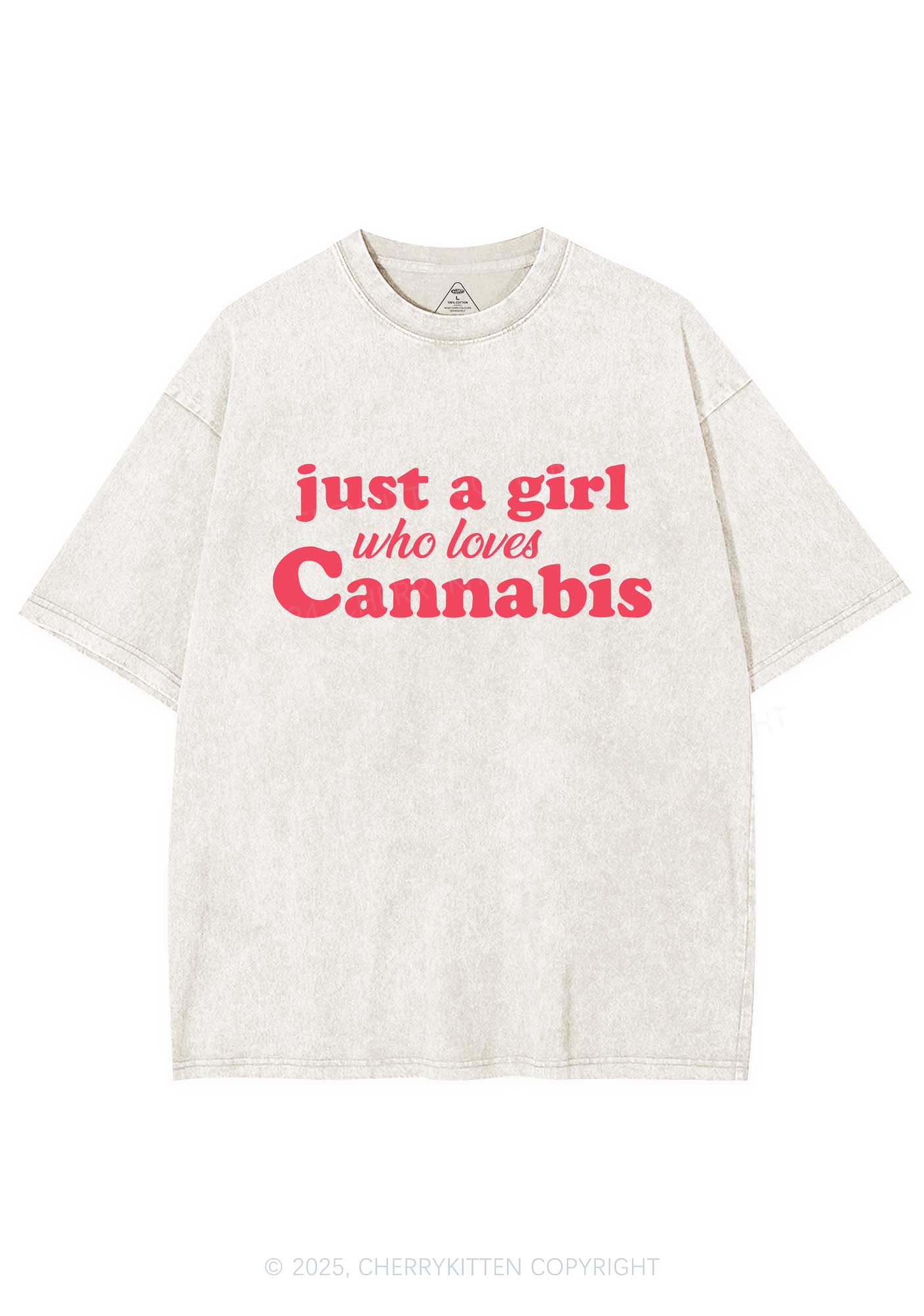 Just A Girl Y2K Washed Tee Cherrykitten - Image 5