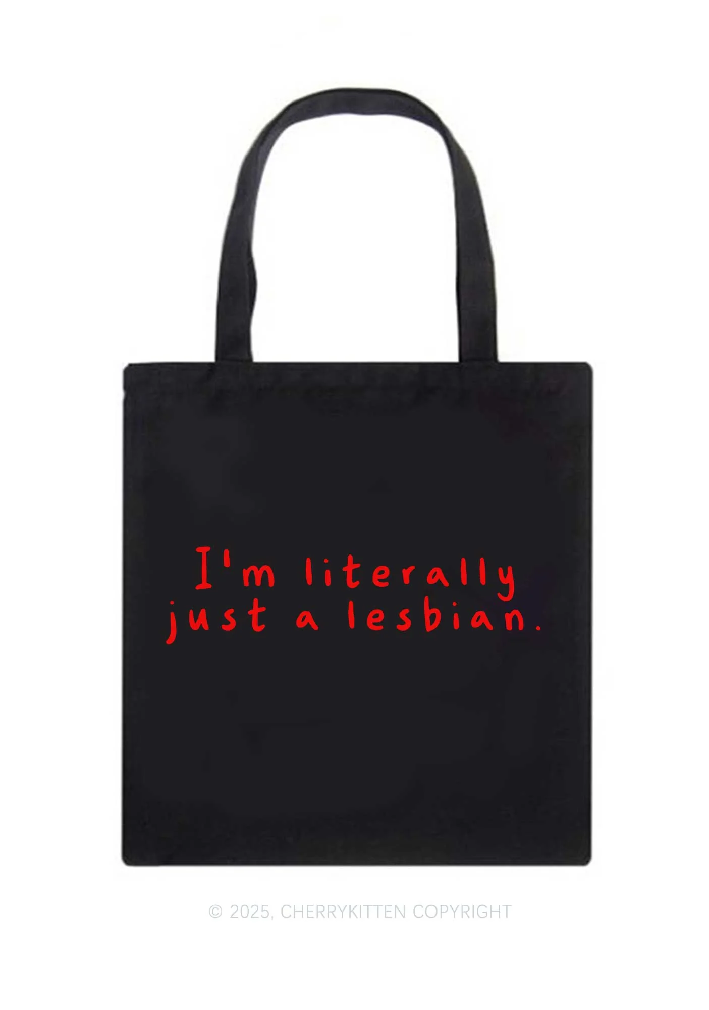 Just A Lesbian Pride Y2K Canvas Tote Bag Cherrykitten - Image 3