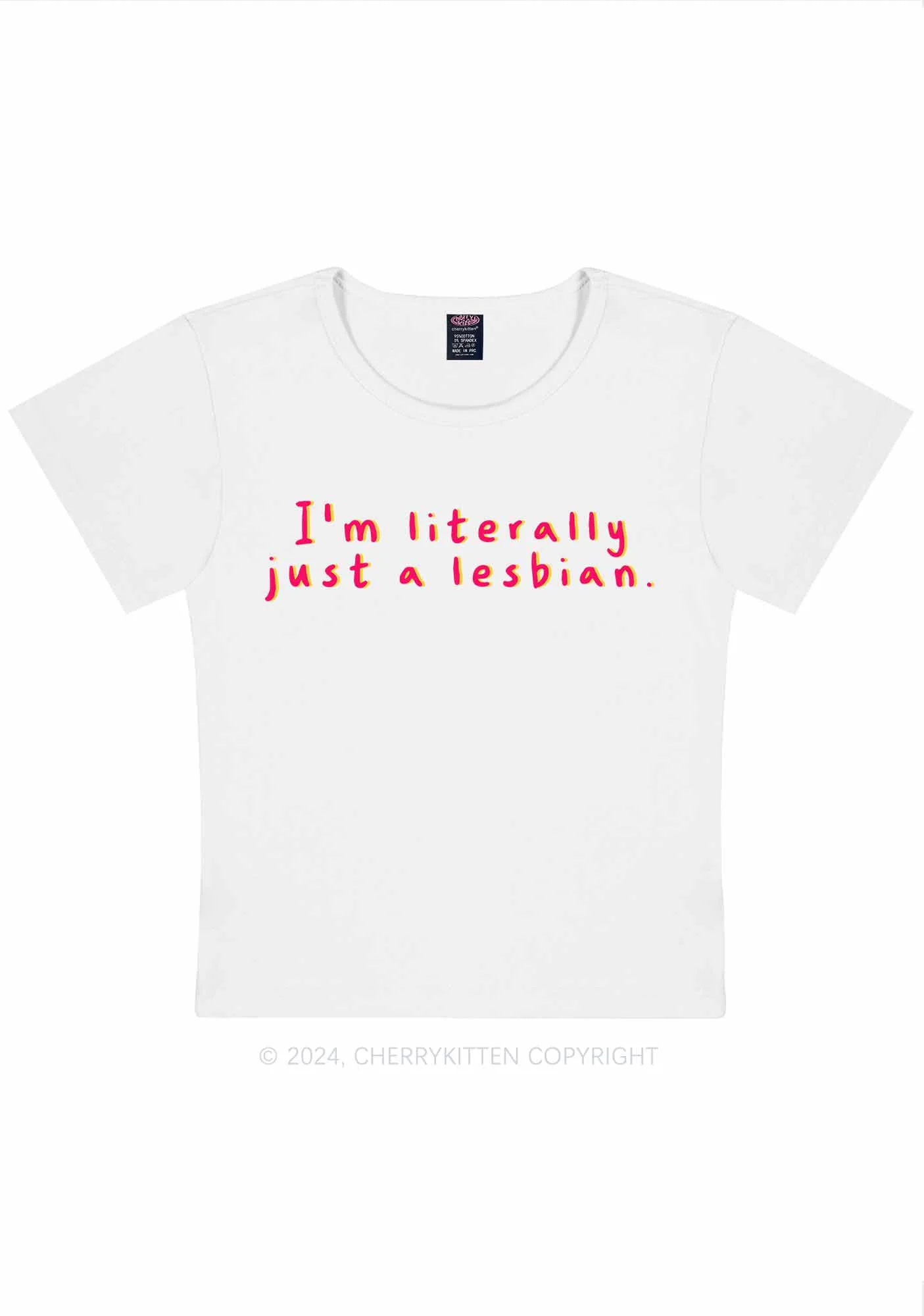 Just A Lesbian Y2K Baby Tee Cherrykitten - Image 5