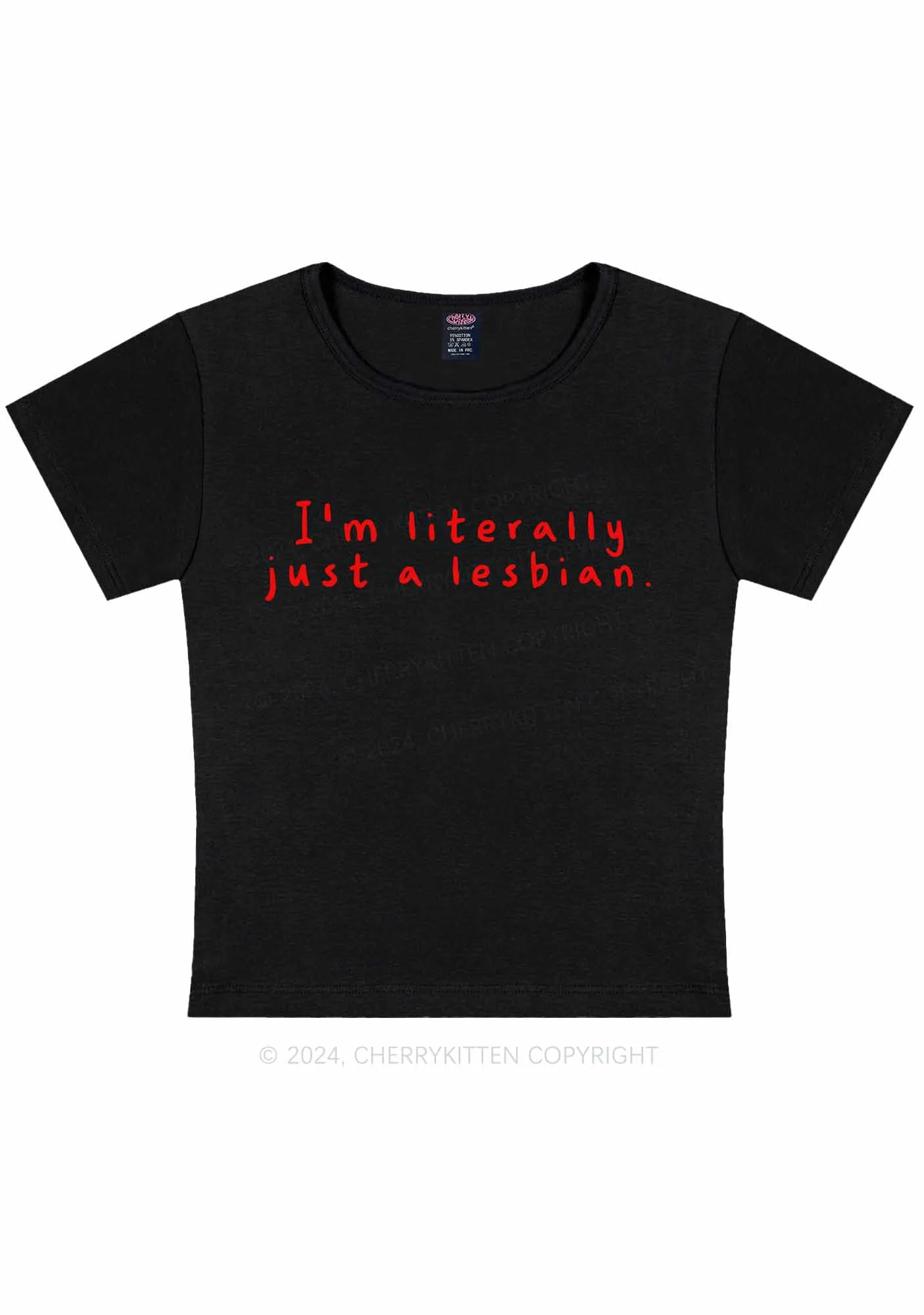 Just A Lesbian Y2K Baby Tee Cherrykitten - Image 6