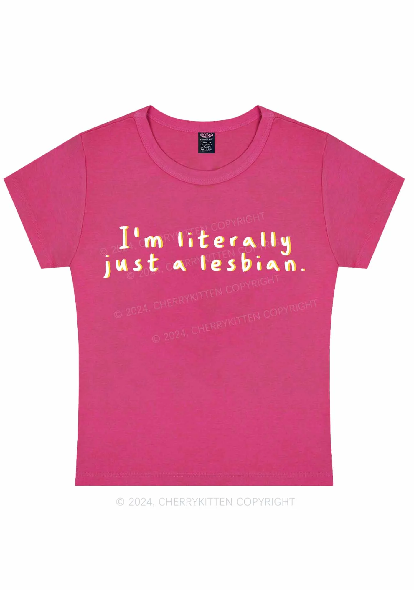 Just A Lesbian Y2K Baby Tee Cherrykitten - Image 8