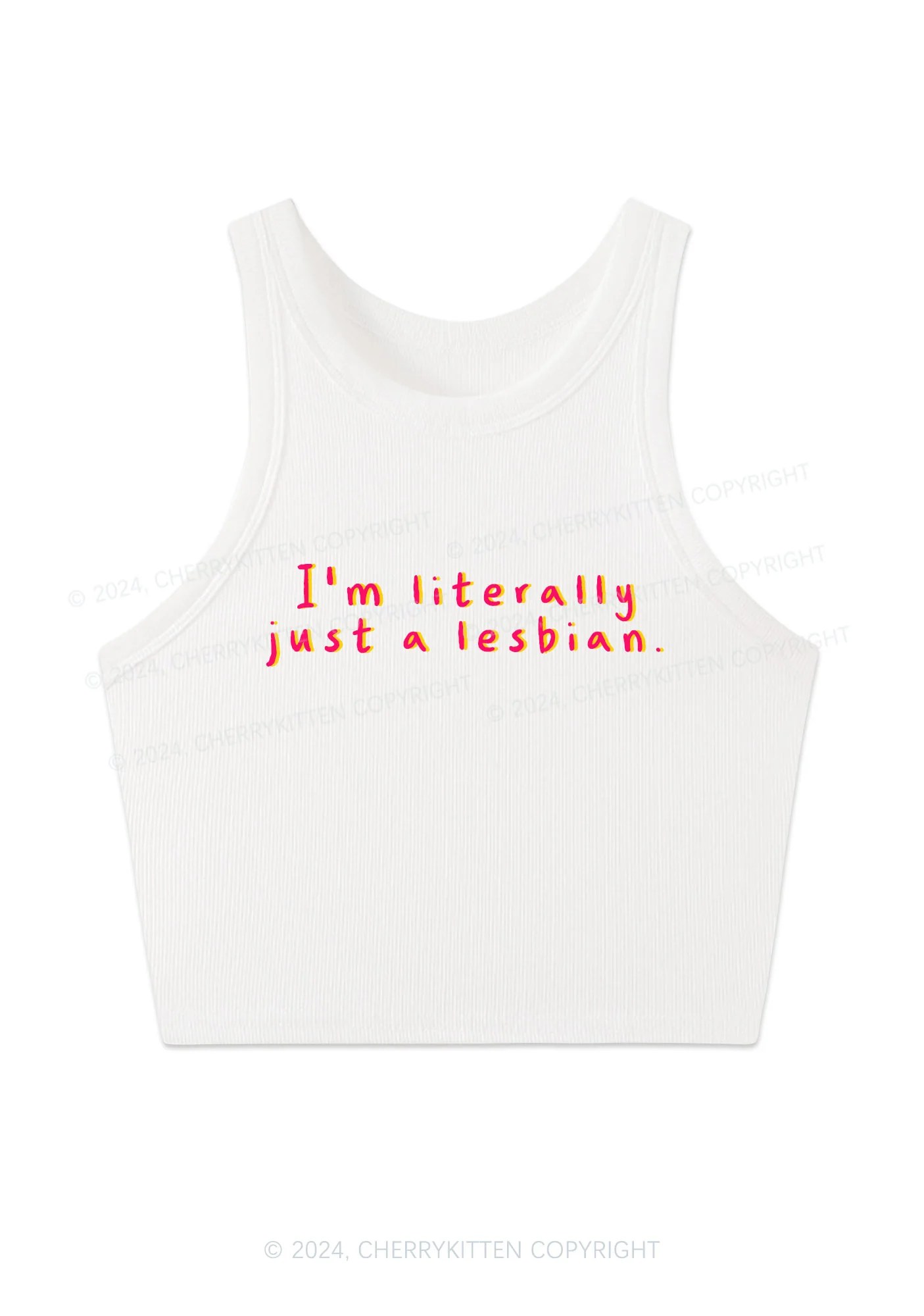 Just A Lesbian Y2K Crop Tank Top Cherrykitten - Image 3