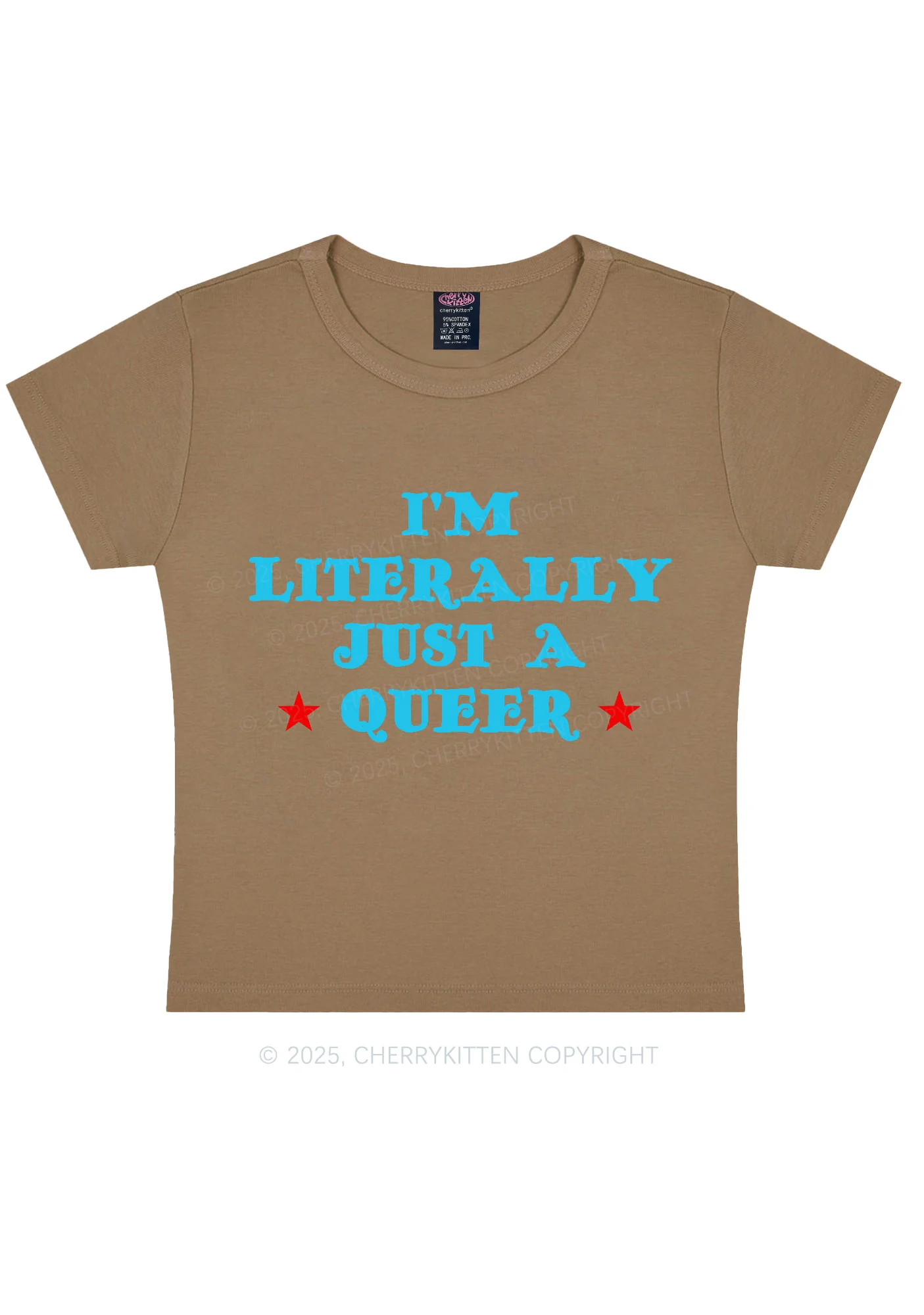 Just A Queer Pride Y2K Baby Tee Cherrykitten - Image 10