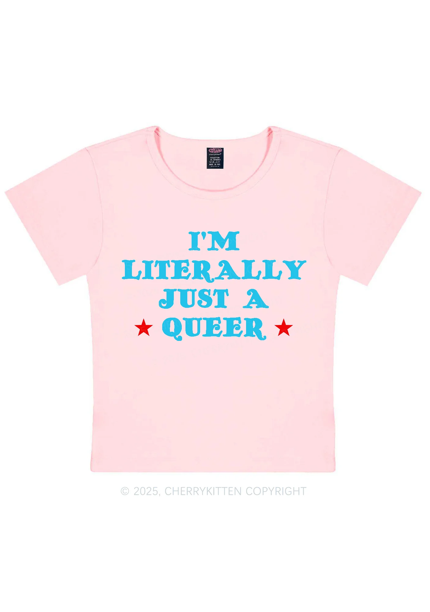 Just A Queer Pride Y2K Baby Tee Cherrykitten - Image 11