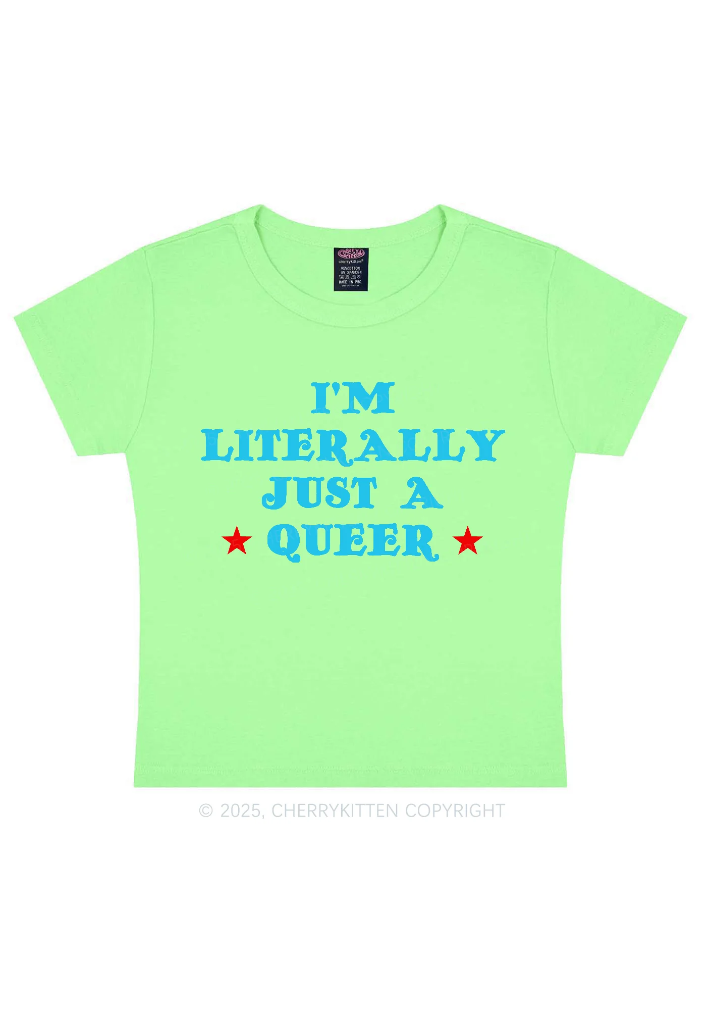 Just A Queer Pride Y2K Baby Tee Cherrykitten - Image 12