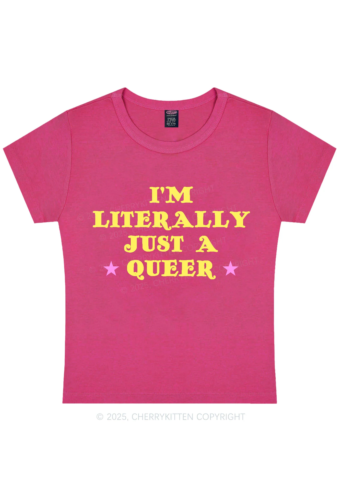 Just A Queer Pride Y2K Baby Tee Cherrykitten - Image 6
