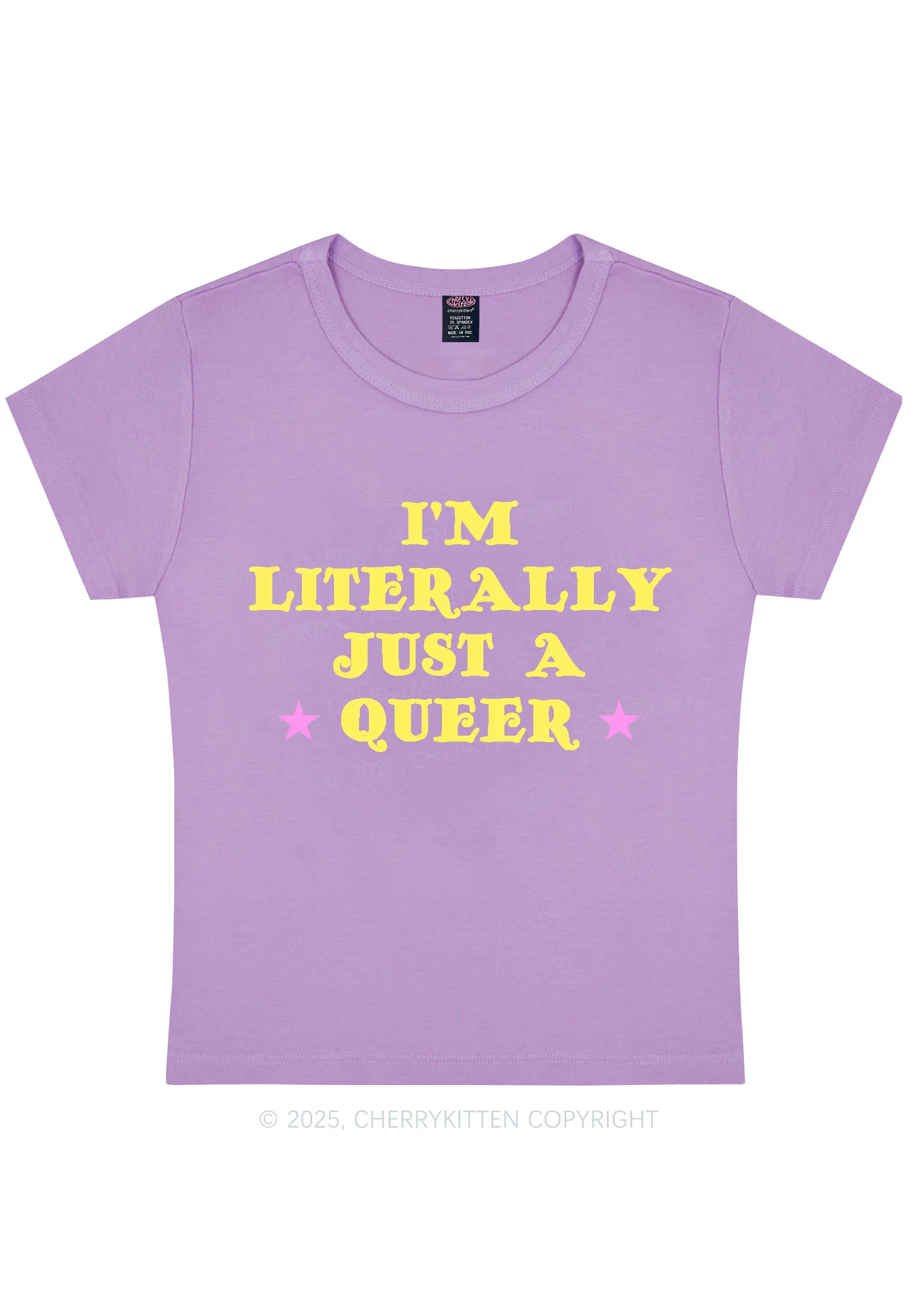 Just A Queer Pride Y2K Baby Tee Cherrykitten - Image 7