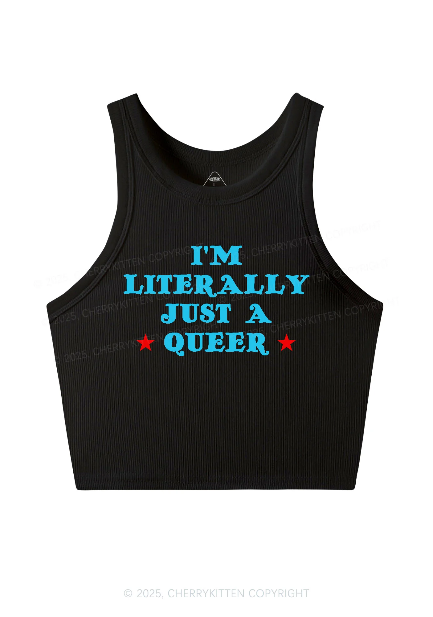 Just A Queer Pride Y2K Crop Tank Top Cherrykitten - Image 3