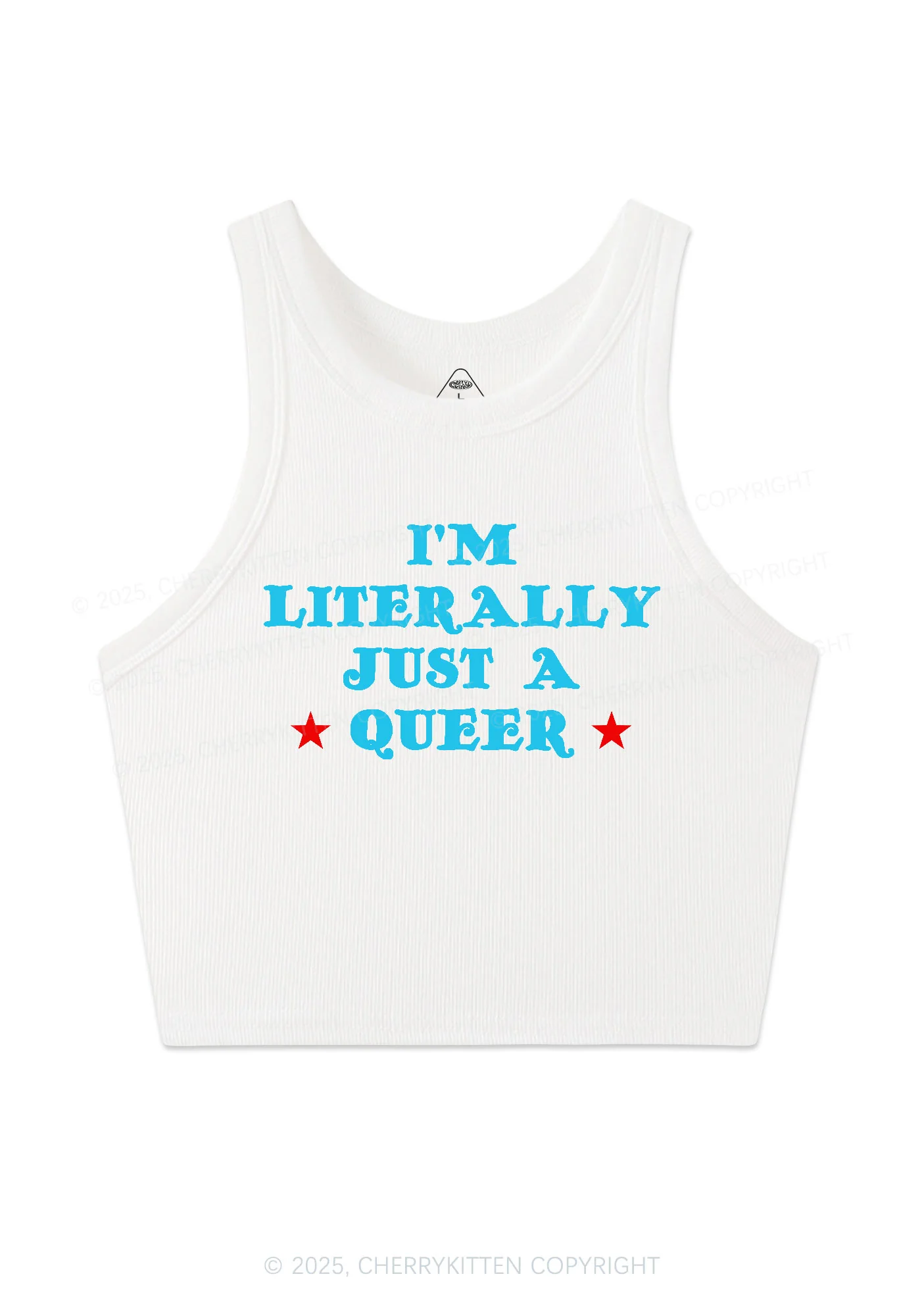 Just A Queer Pride Y2K Crop Tank Top Cherrykitten - Image 4