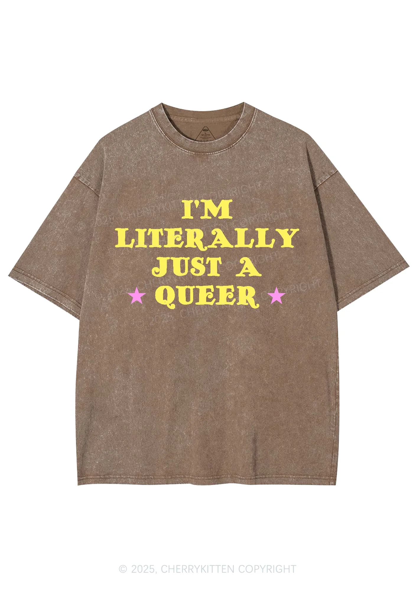 Just A Queer Pride Y2K Shirts Washed Tee Cherrykitten - Image 5