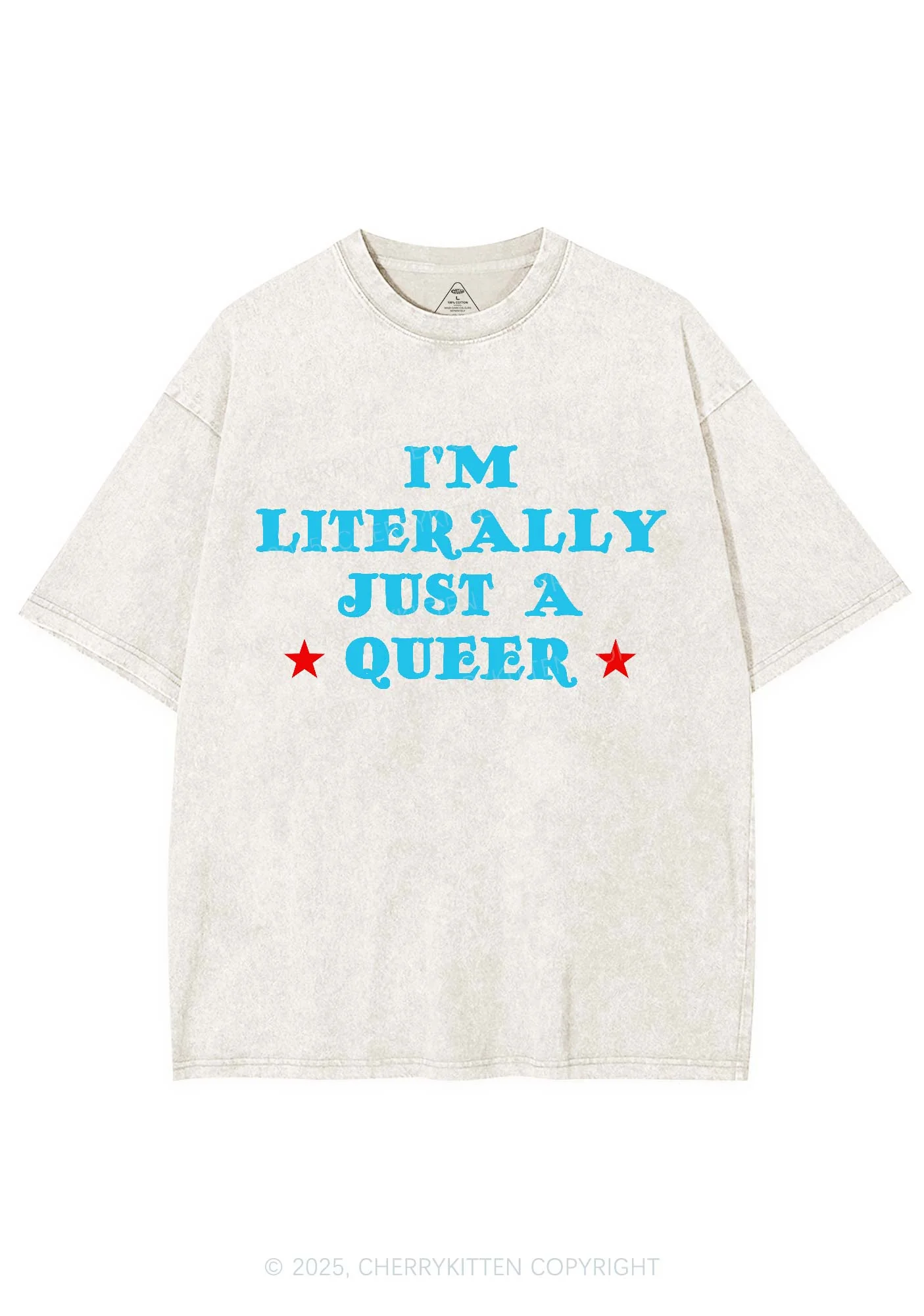 Just A Queer Pride Y2K Shirts Washed Tee Cherrykitten - Image 7