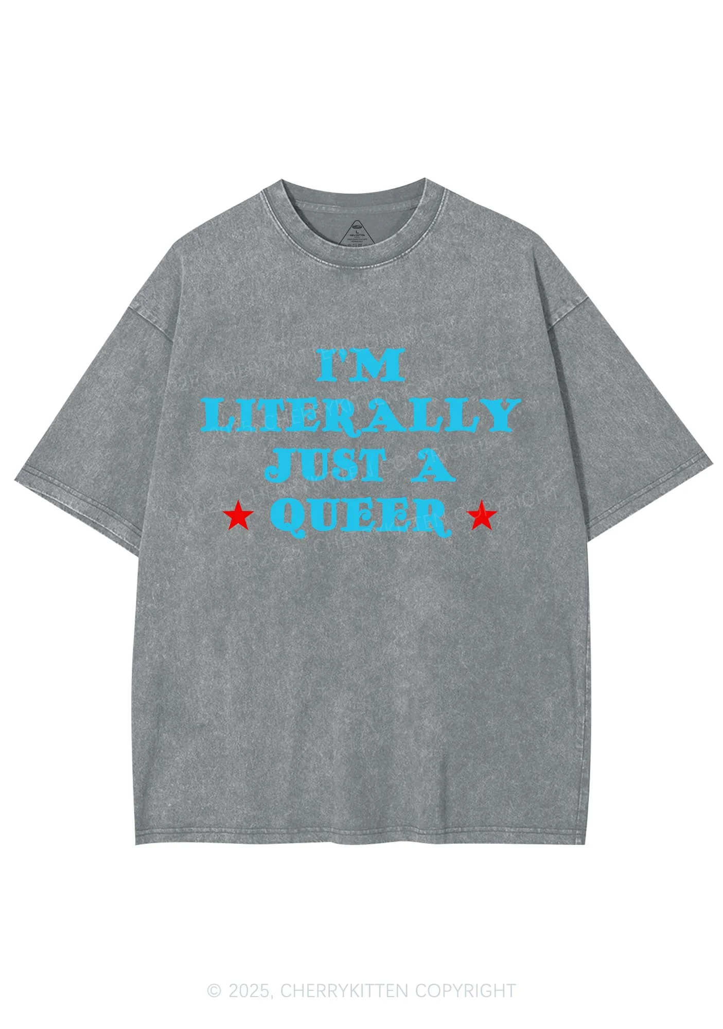 Just A Queer Pride Y2K Shirts Washed Tee Cherrykitten - Image 8