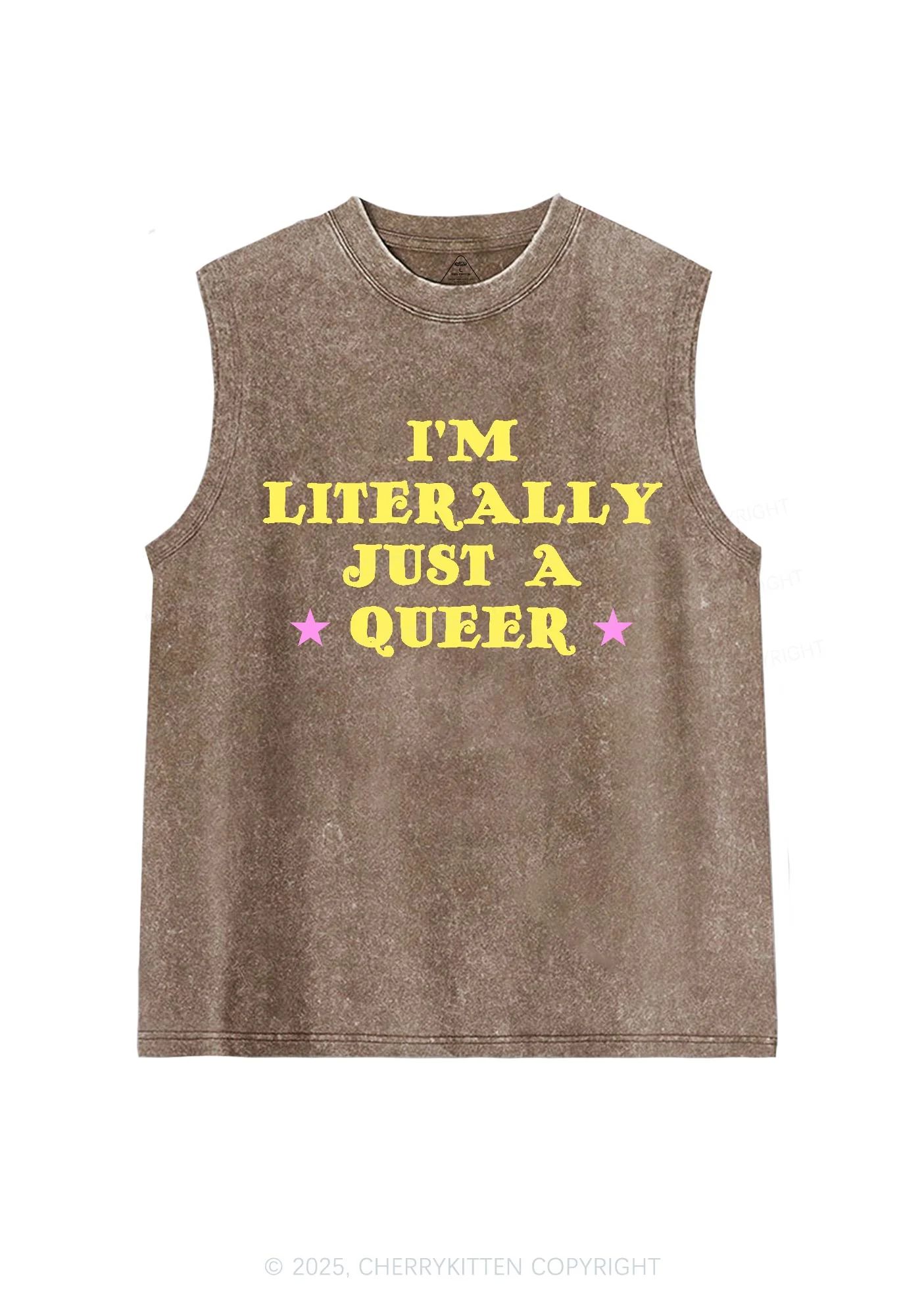 Just A Queer Pride Y2K Washed Muscle Tank Cherrykitten - Image 4